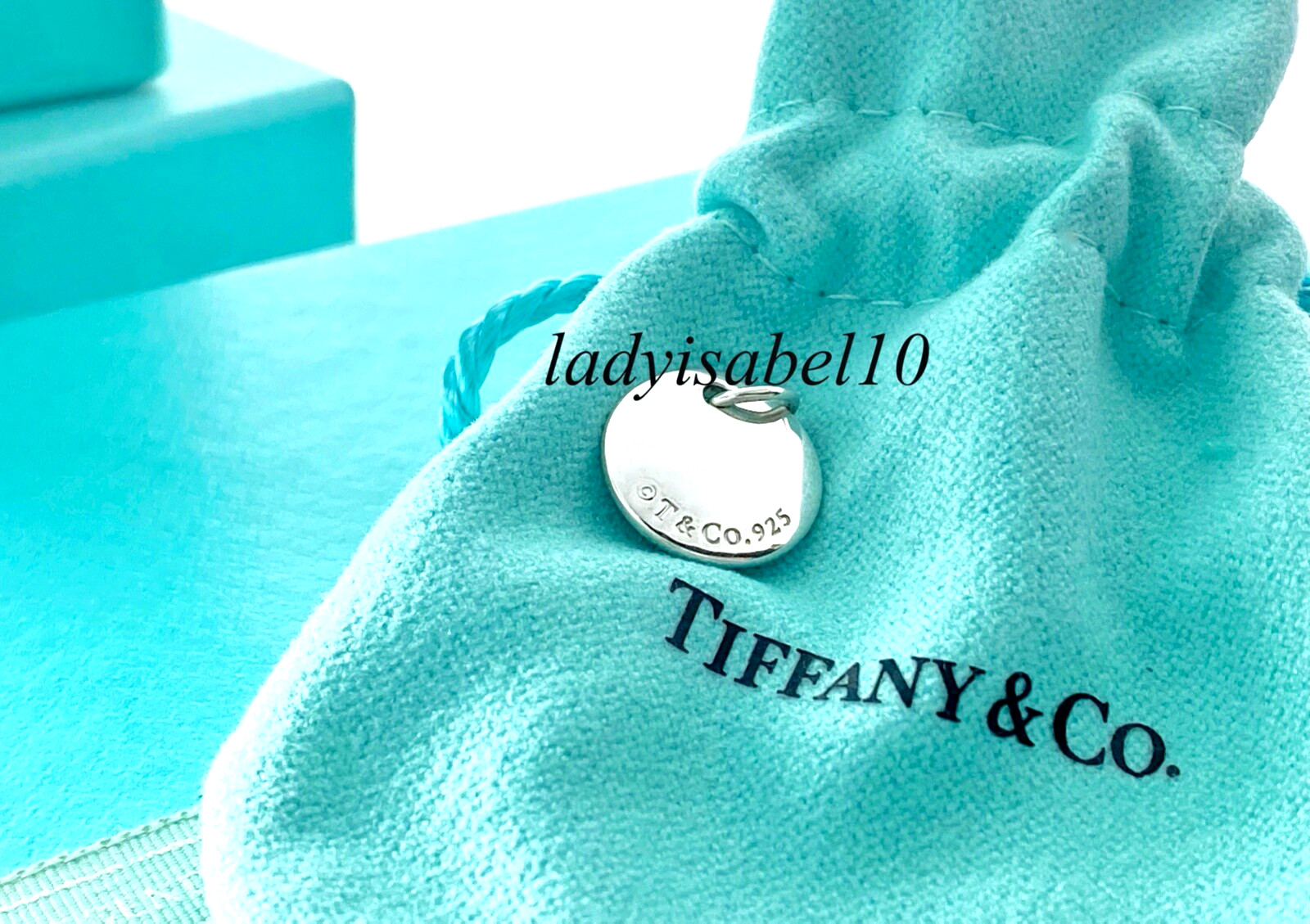 Tiffany & Co. Letter E Initial Alphabet Sm Disc Charm Sterling Silver w/ Pouch