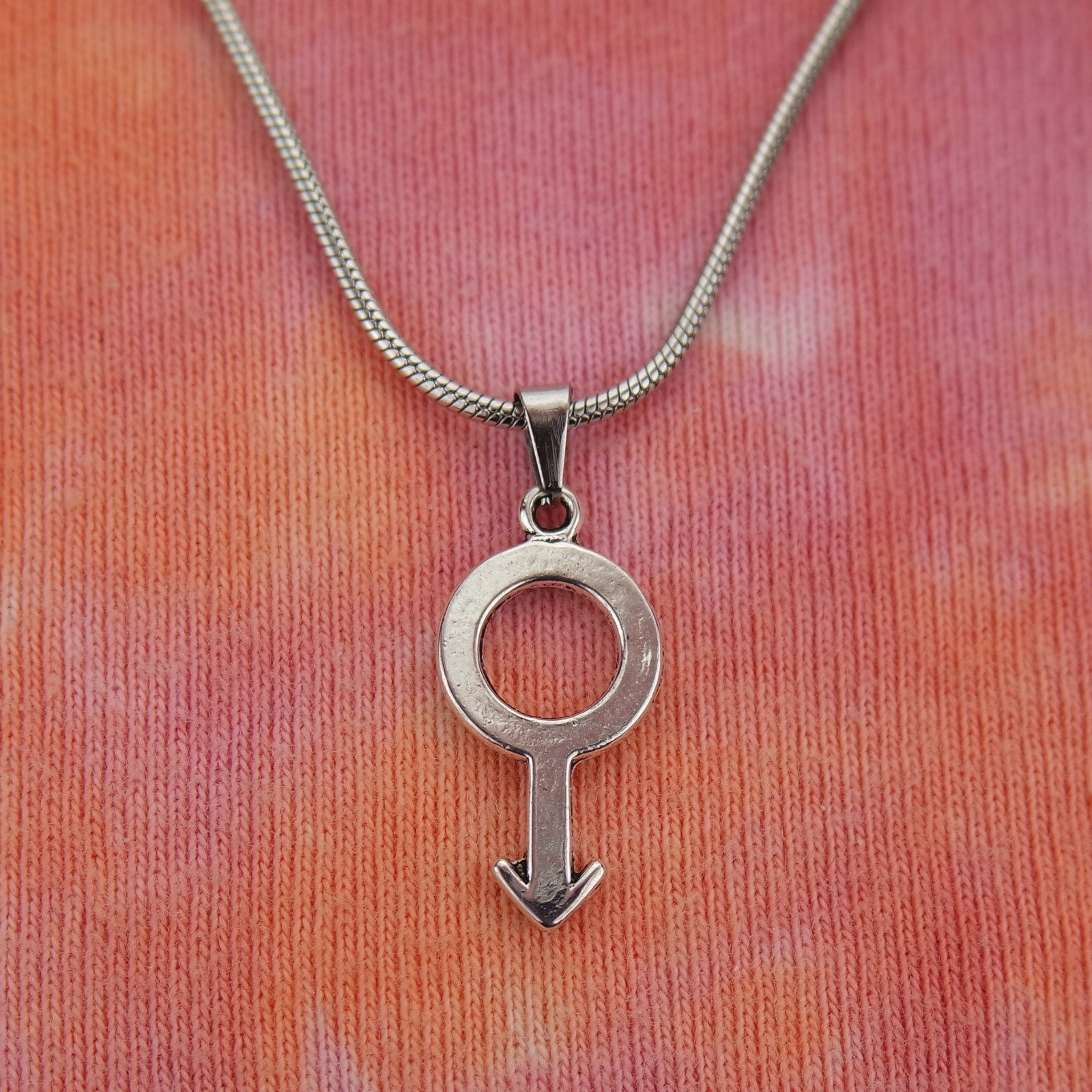 Male Gender Necklace, Mars Symbol Mens Man Charm pendant 16-36″ long chain nb