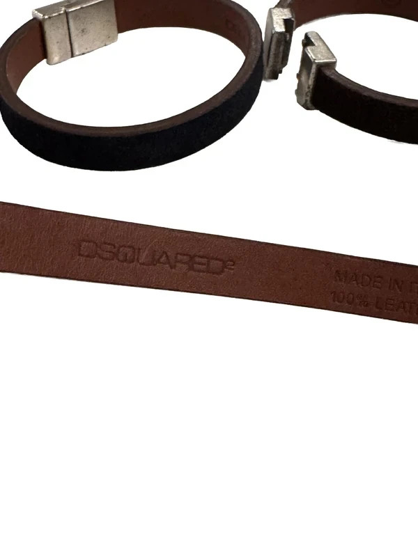 Dsquared2 Men’s Brown Leather Velour Bracelet – Made in Italy – New