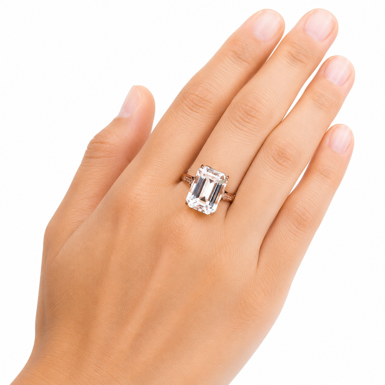 925 Sterling Silver 12 x 15 mm. Pink Kunzite Pink Sapphire Ring Size 6.5