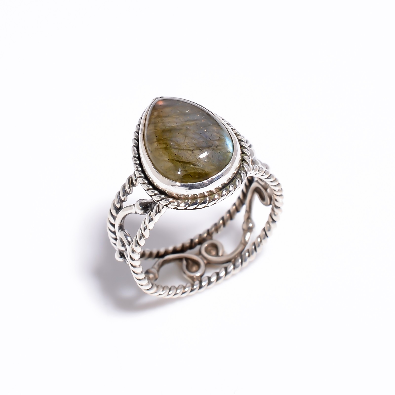 Labradorite Gemstone 925 Silver Handmade Statement Ring Jewelry