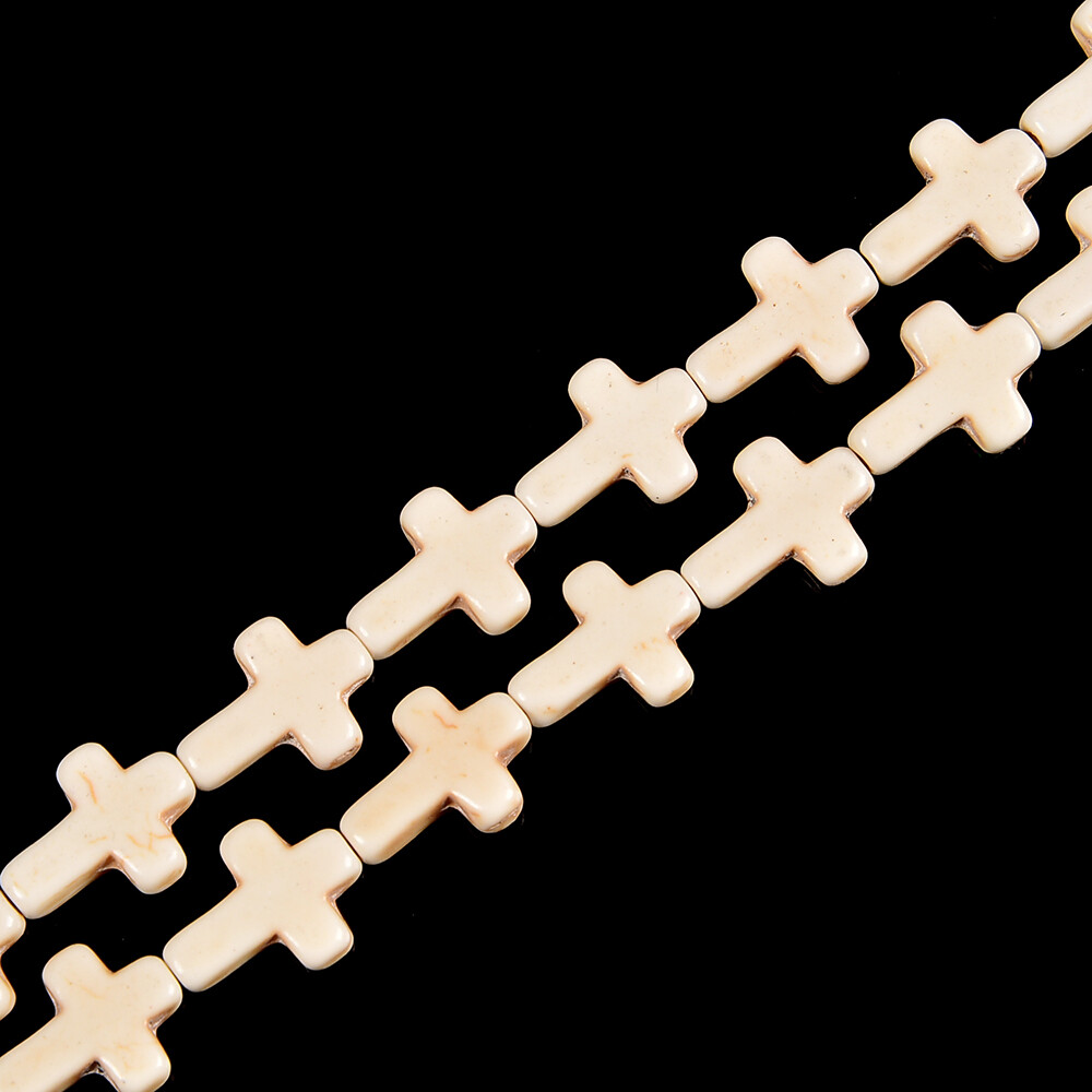 Blue or White Howlite Turquoise Cross Beads 12x16mm 15.5″ Strand
