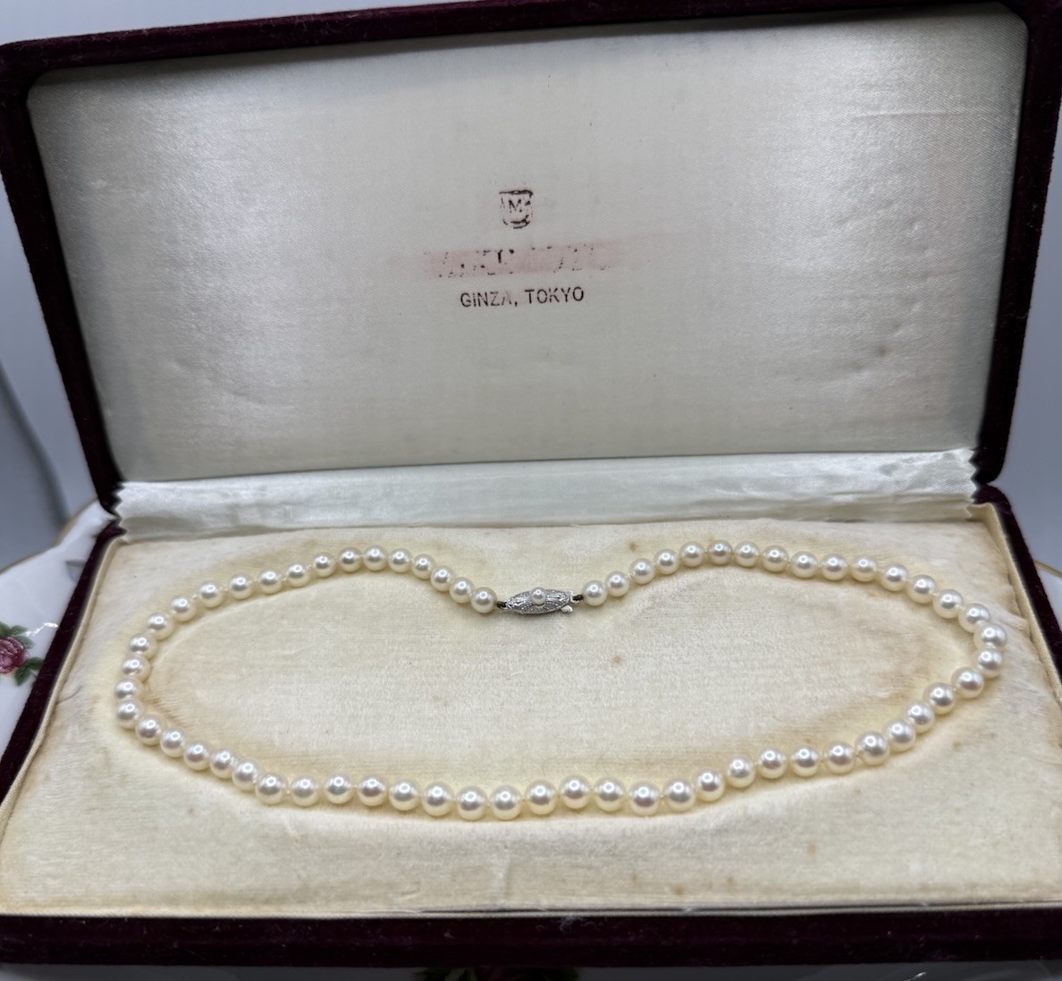 Mikimoto 5.3-5.5mm 63 Pearls White Gold Clasp Timeless Strand 16″ Necklace