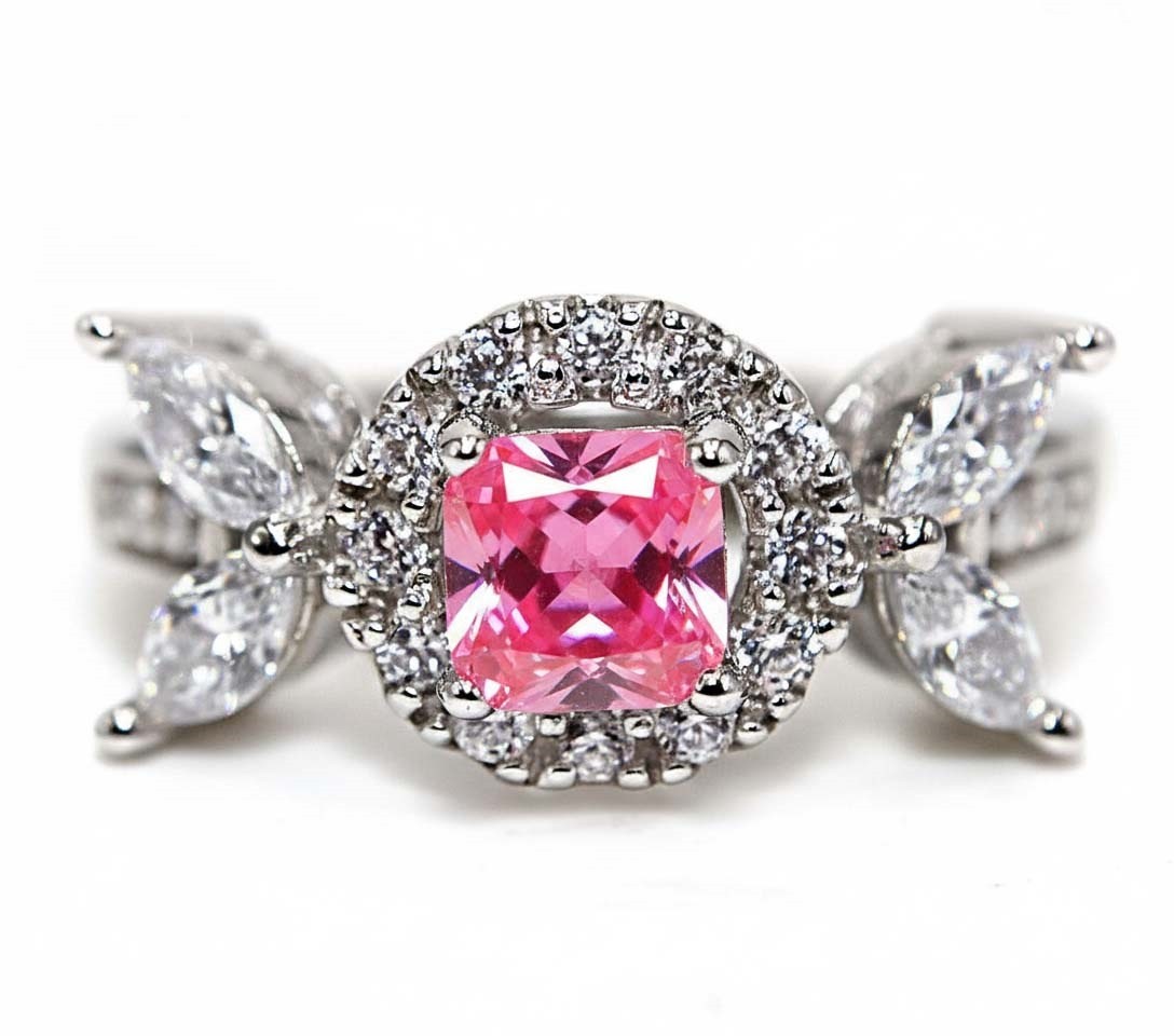 2CT Heat Treated Pink Topaz 925 Genuine Sterling Silver Ring Sz 6,7,8,9 QB1