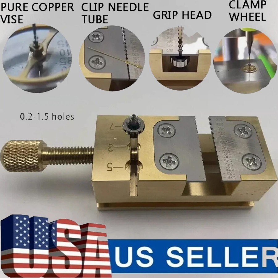 Copper Pliers Fixture Pointer Tube Clamp Manual Vise Watch Repair Tool Holder US