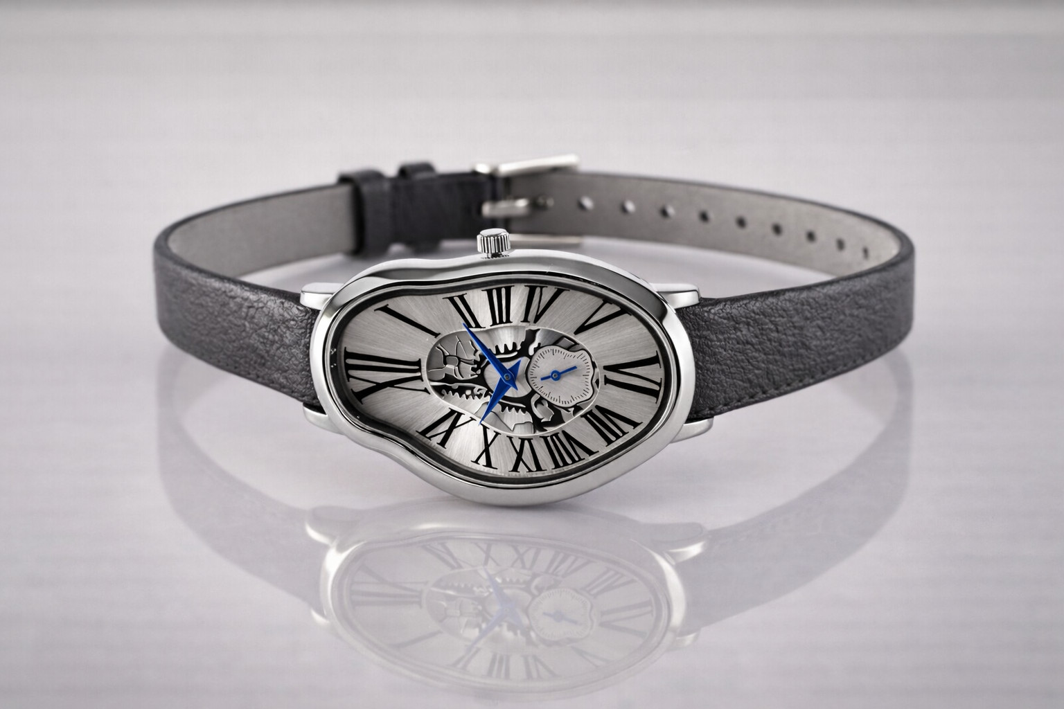 Men’s Abstract Melting Watch Asymmetric Masculine Soft Gifts Watch with Subdial