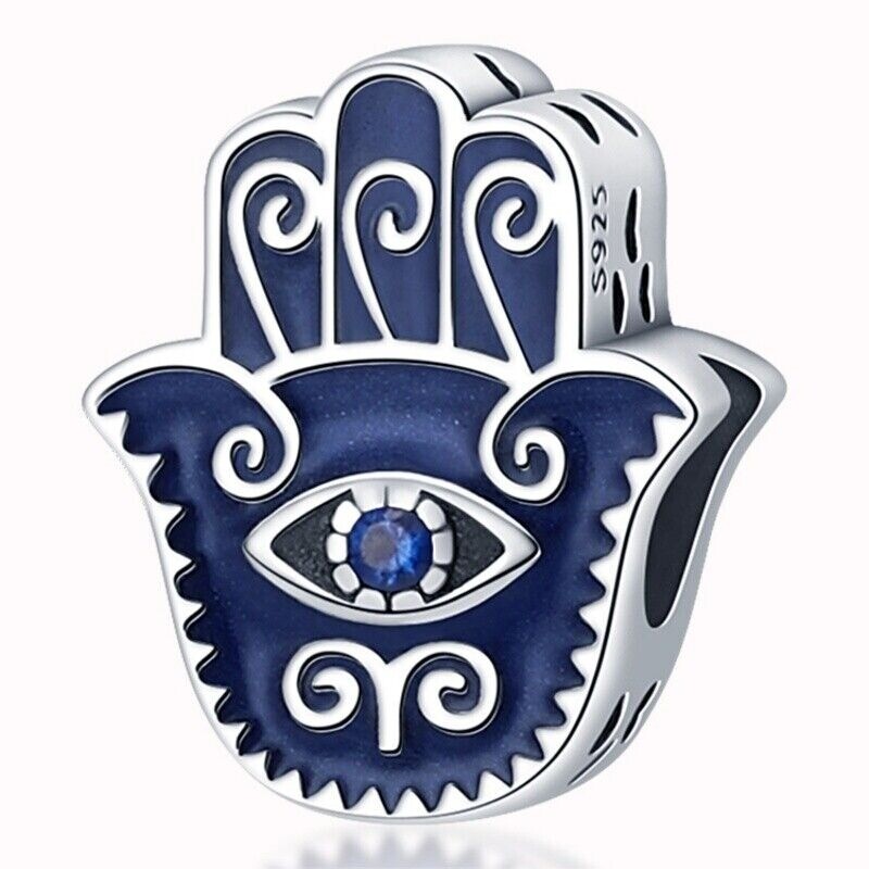 KUNSIR 925 Sterling Silver Charms Blue Beads Charm Dangle For Bracelet DIY Charm