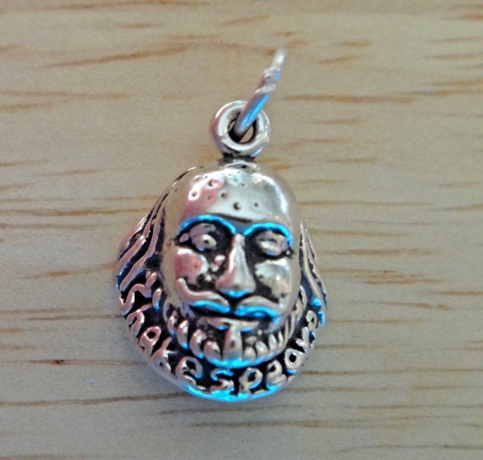 Sterling Silver 12x15mm Tragedy Theater Shakespeare Head Charm