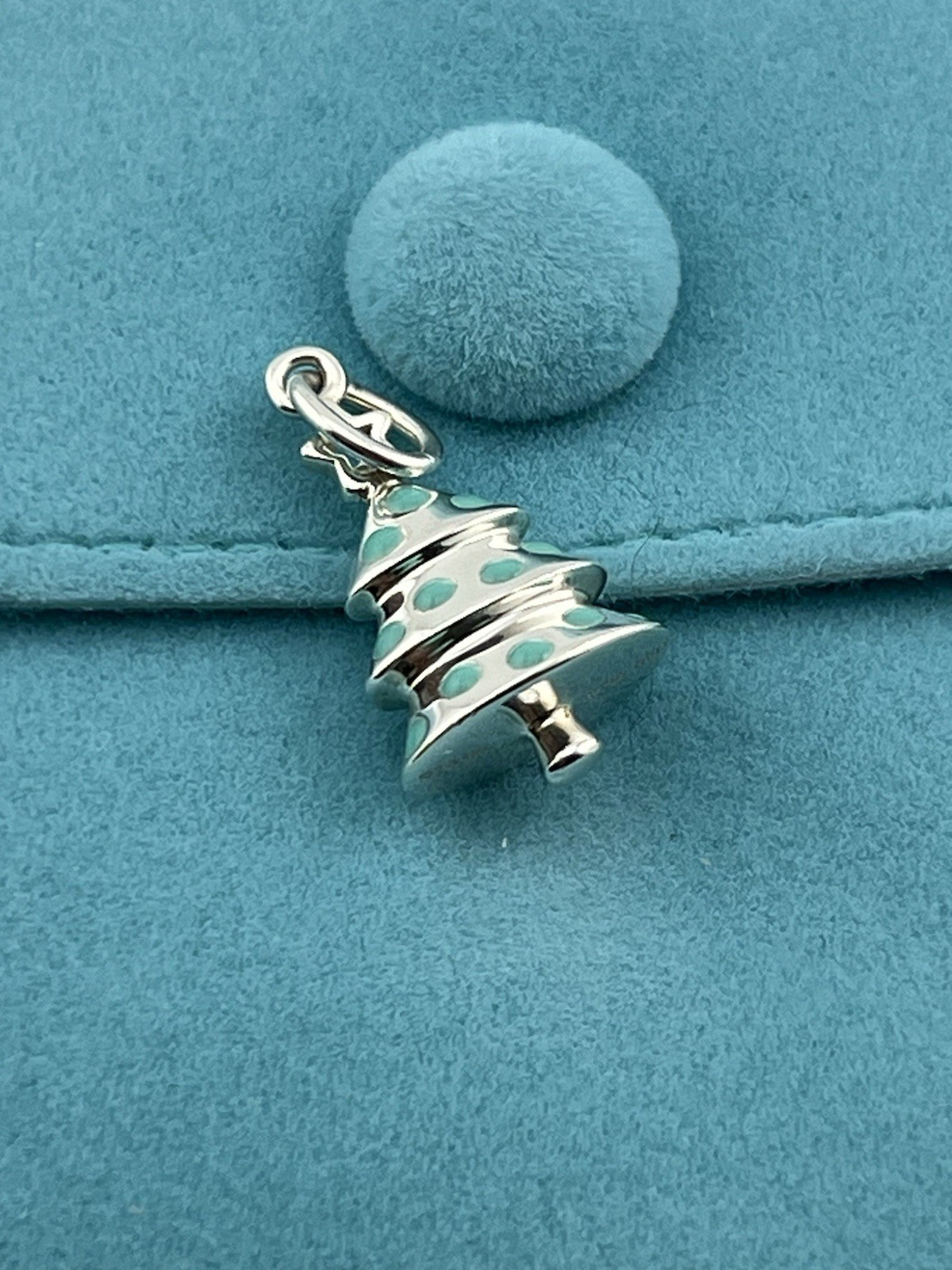 Tiffany Co Christmas Tree Charm Pendant Blue Enamel, Tiffany Blue Enamel Charm