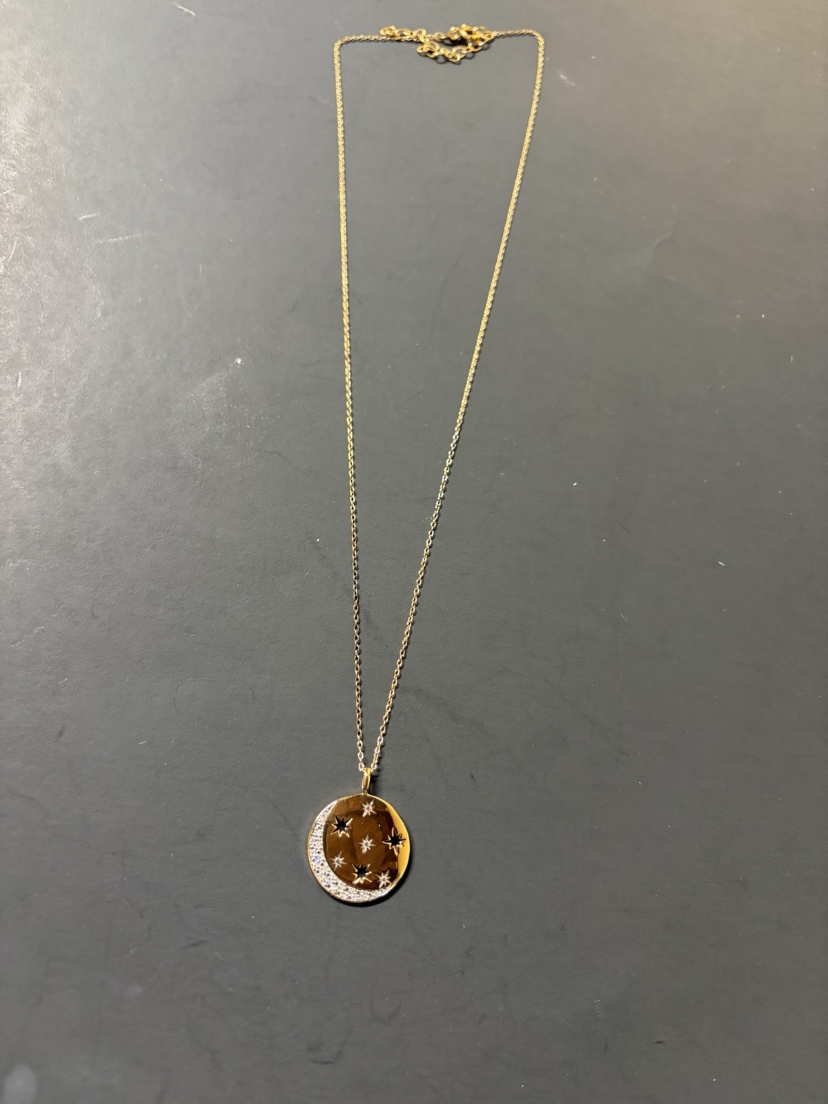 Gold plate over 925 Sterling Silver Celestial Pendant on adjustable chain 18-20”