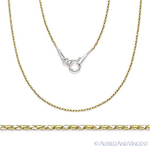 0.7mm Thin Snake Link .925 Sterling Silver 14k Yellow Gold-Plated Chain Necklace