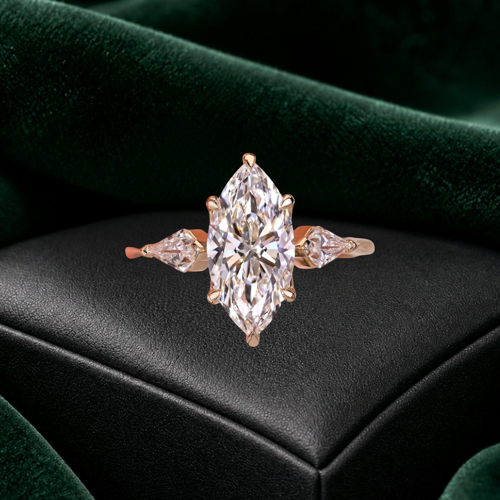 IGI Certified Lab Grown Diamond Engagement Ring 18k Yellow Gold 3.30 Ct Marquise