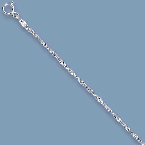 10″ Twisted Sparkle Singapore Chain Ankle Bracelet Anklet Real 14K White Gold