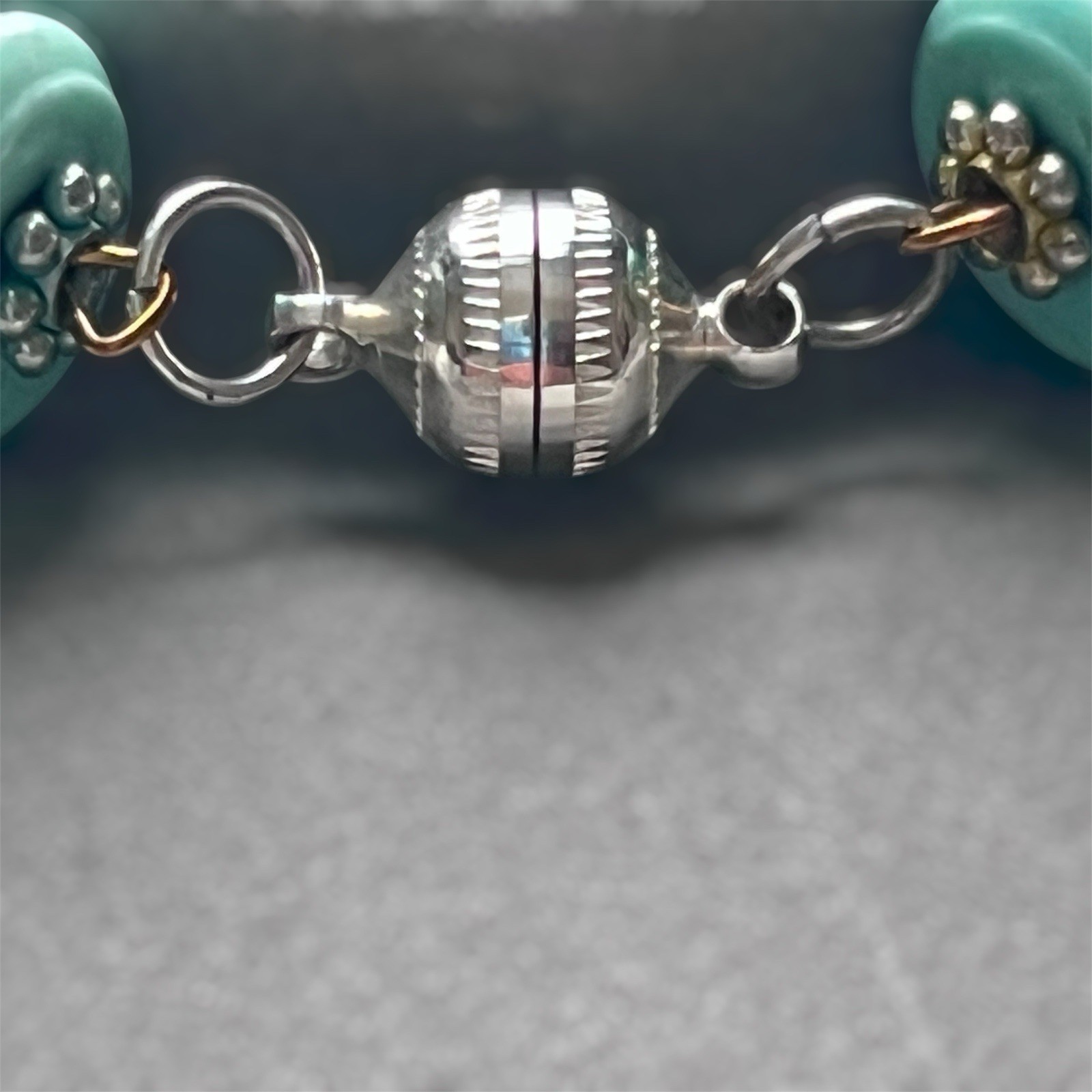 Ceramic Floral Imprinted Beaded Bracelet Magnetic Clasp Handmade New