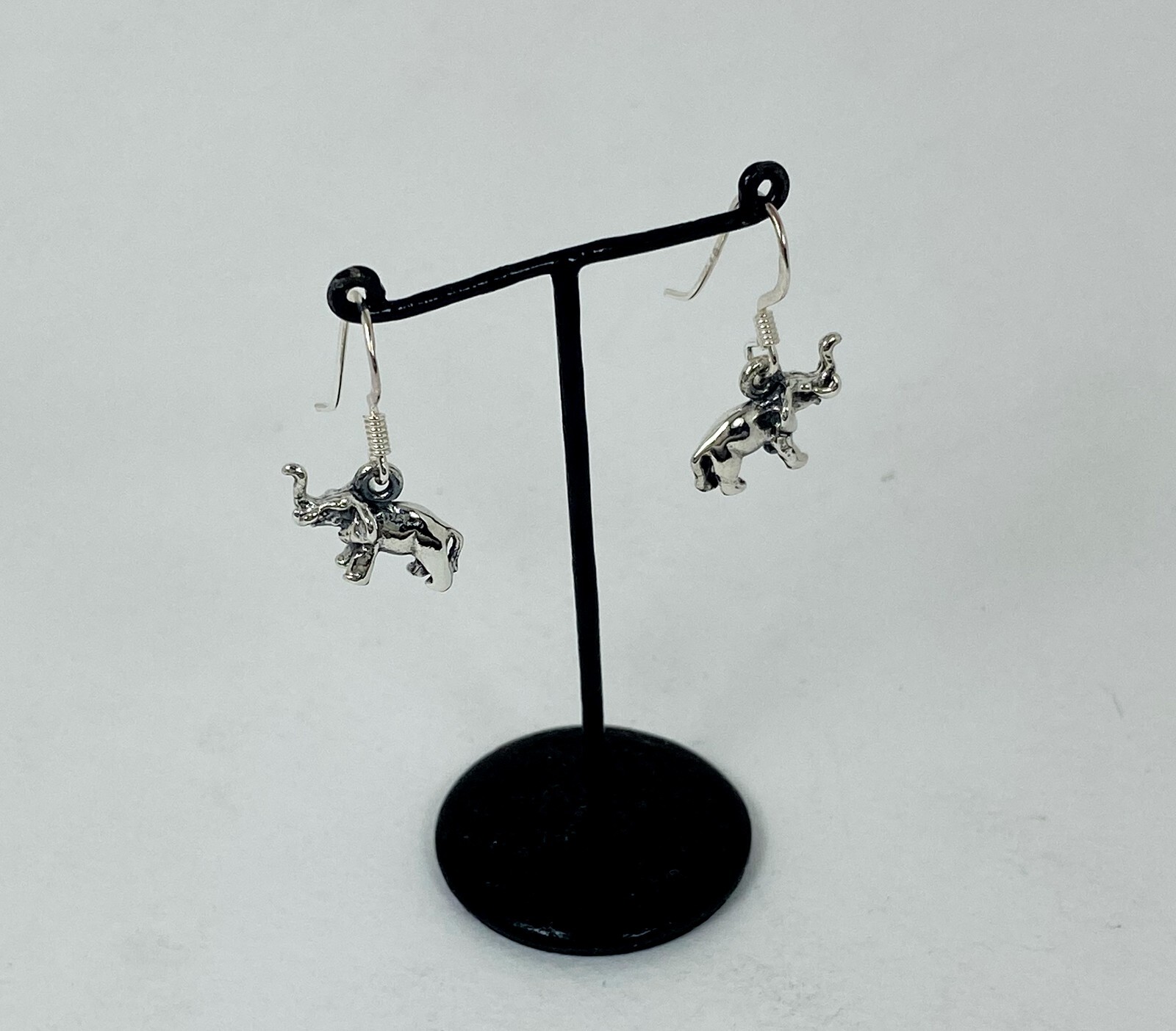 Minimalist Elephant Drop Earrings 925 Sterling Silver, Handmade Safari Jewelry