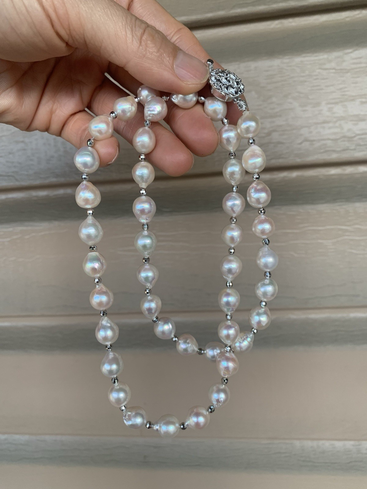 NEW 24” south sea saltwater Pearl beaded necklace 9mm baroque