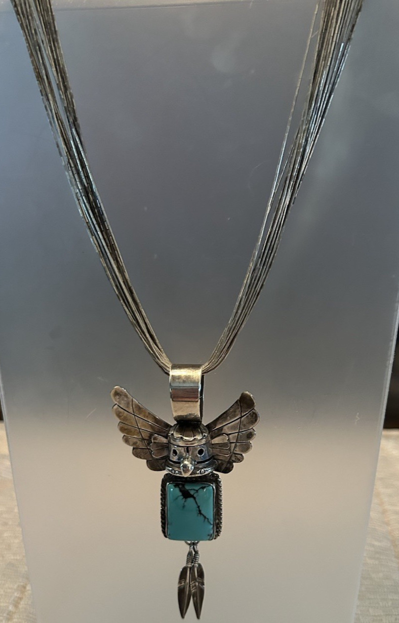 Rocki Gorman Gary G Sanchez Turquoise Katchina Sterling Pendant Neckace Signed
