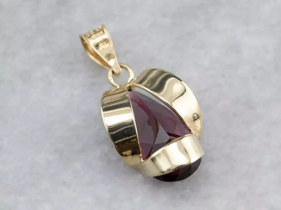 2.00Ct Pear Cut Red Ruby Solitaire Pendant 14K Yellow Gold Finish Free Chain