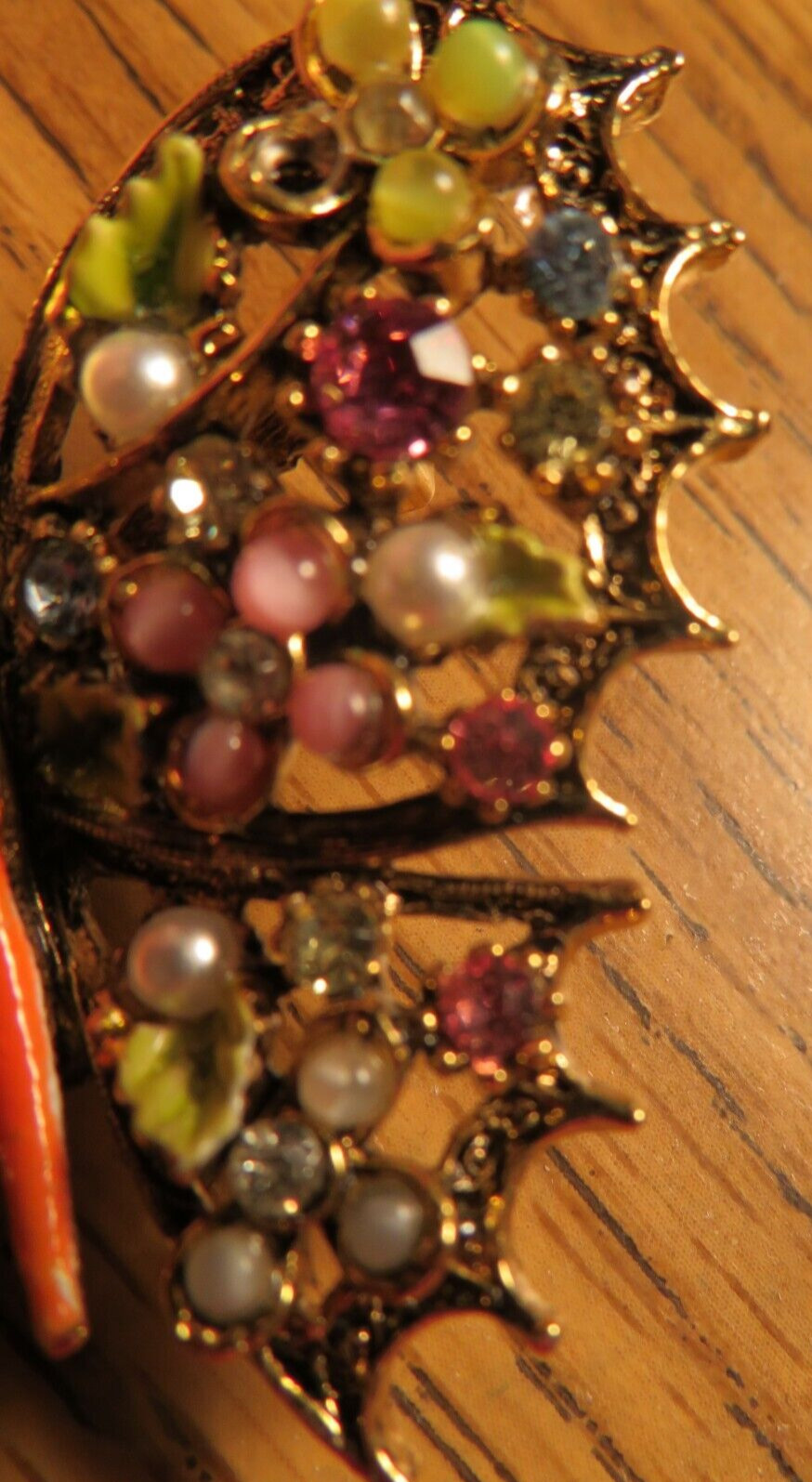 Vintage ART Arthur Pepper Butterfly Brooch Rhinestone Pearl Colorful Beauty
