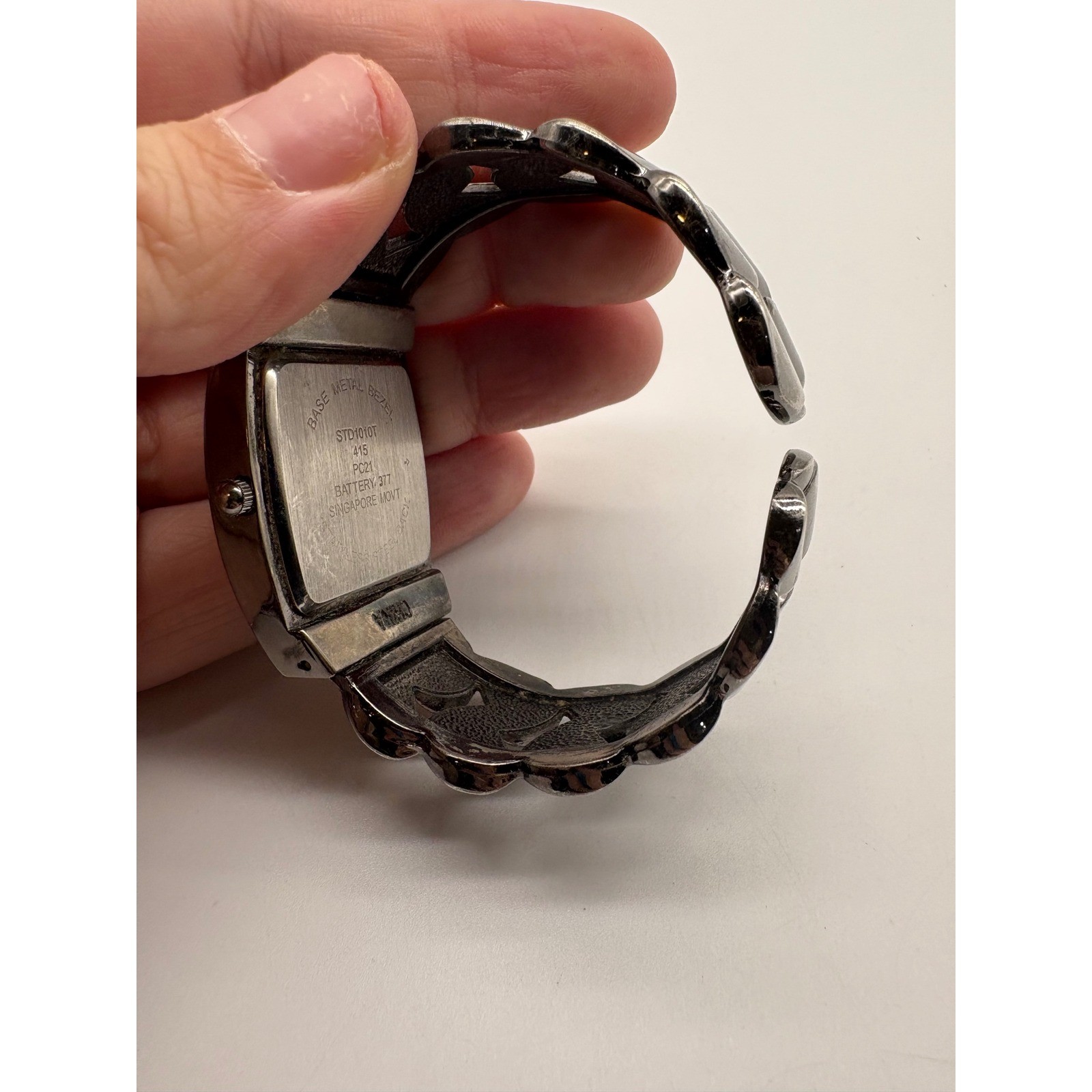 Studio Time Gunmetal Cuff Watch Chunky Curb Link Bangle Singapore Movt Need Batt