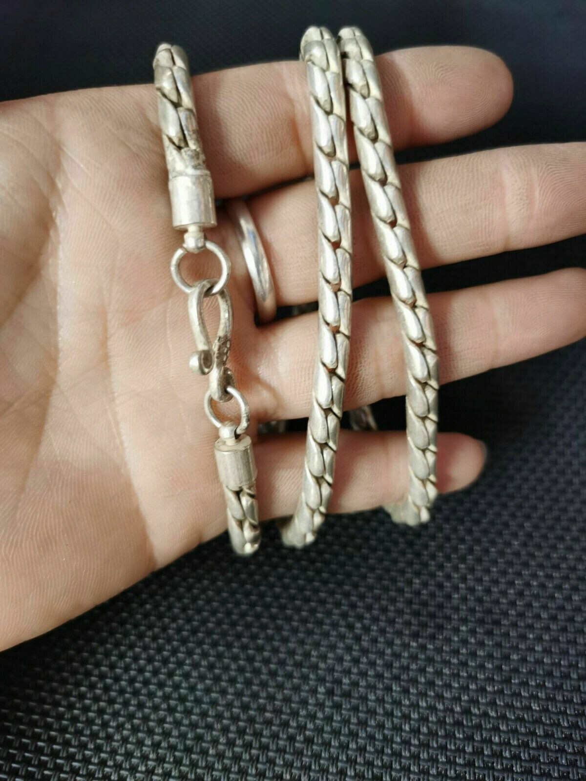 Rare old Tibet silver carving chain necklace Jewelry cool gift