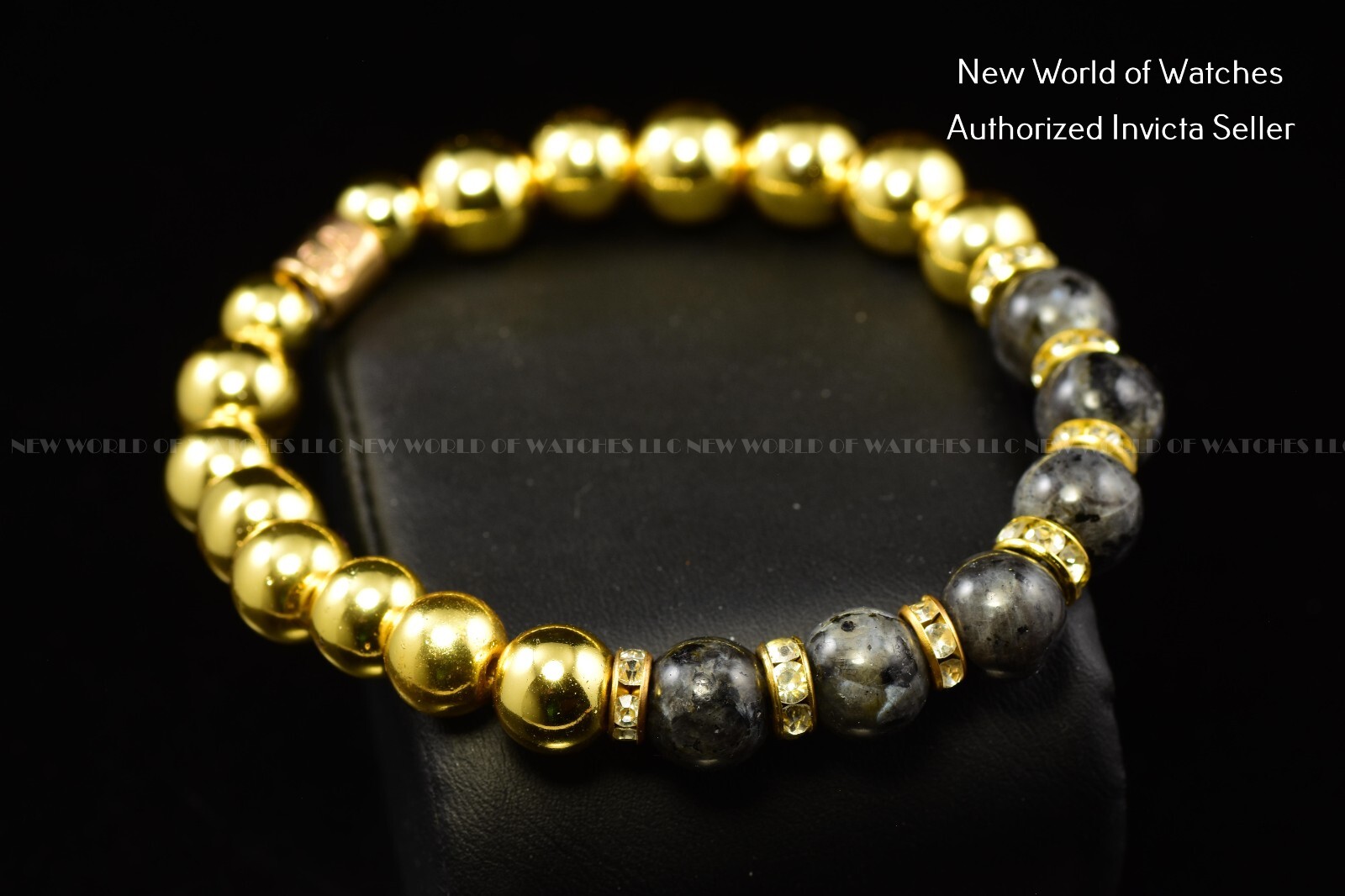Beads Handmade Jewelry Matching Invicta Watch Black Gold Stones Bracelet
