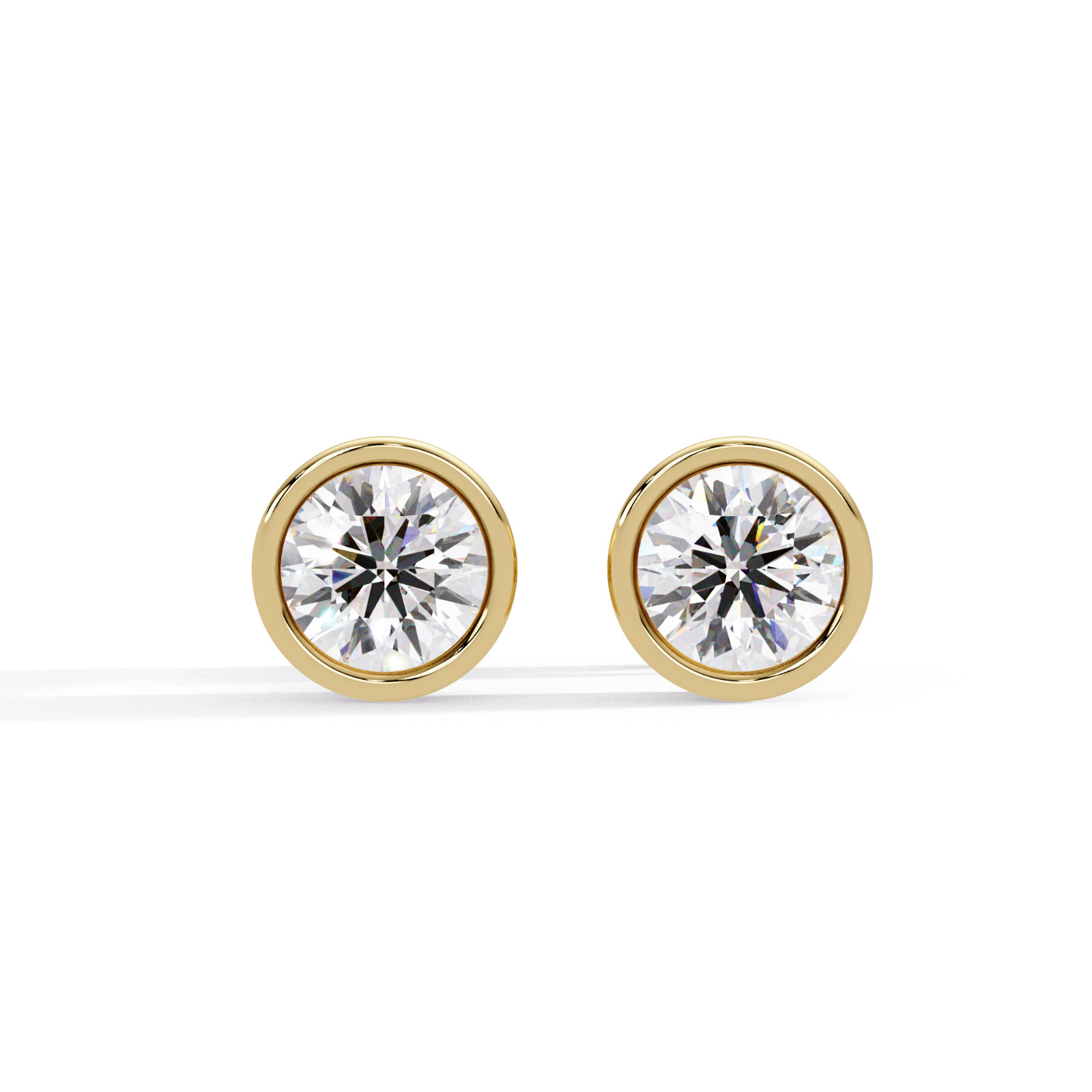Round Bezel Lab Grown Diamond Stud Earrings 925 Sliver 1.00 CTW DEF VVS VS CVD