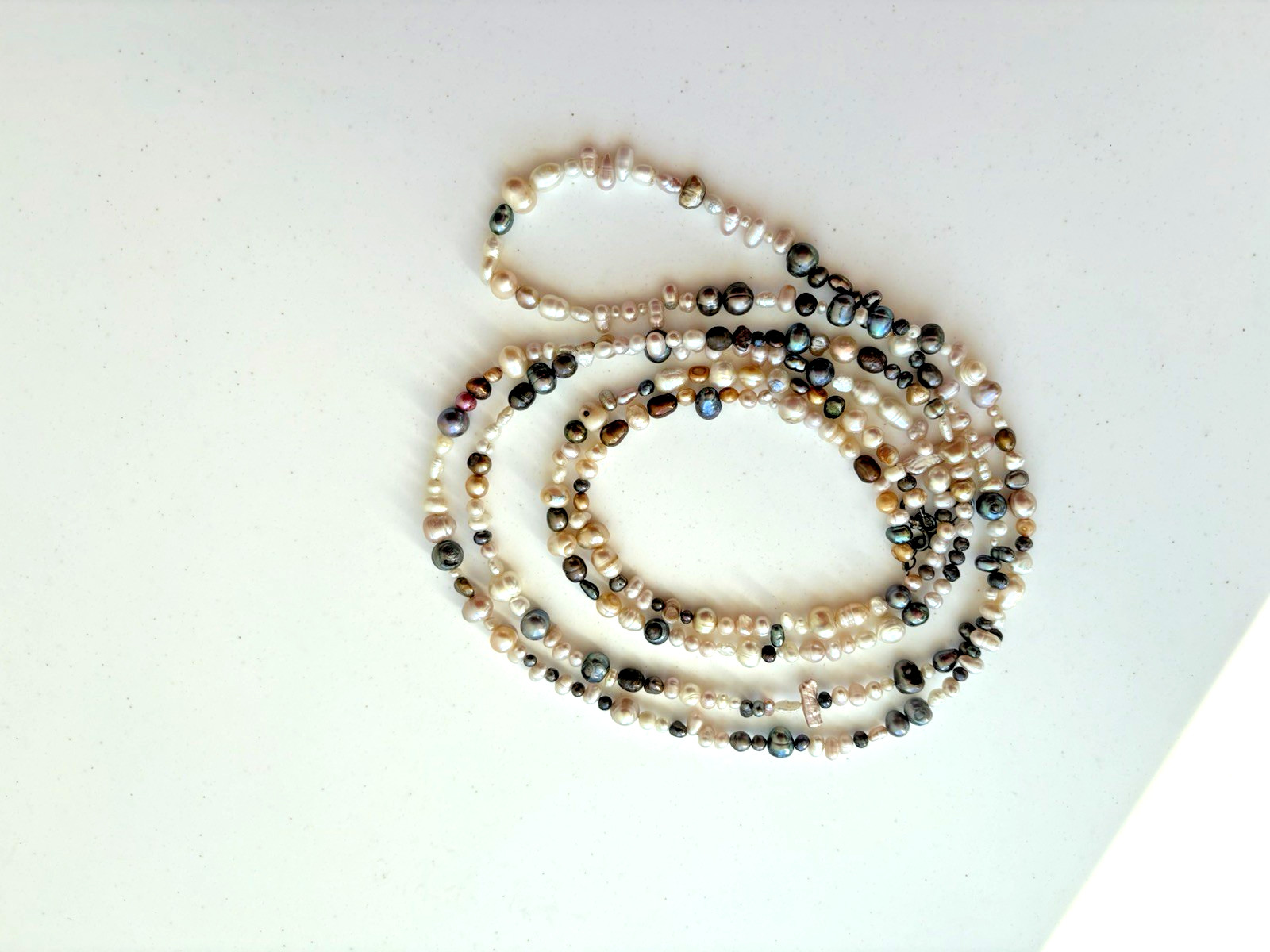 Multicolor Freshwater Pearl 69″ Long Necklace Iridescent Variation