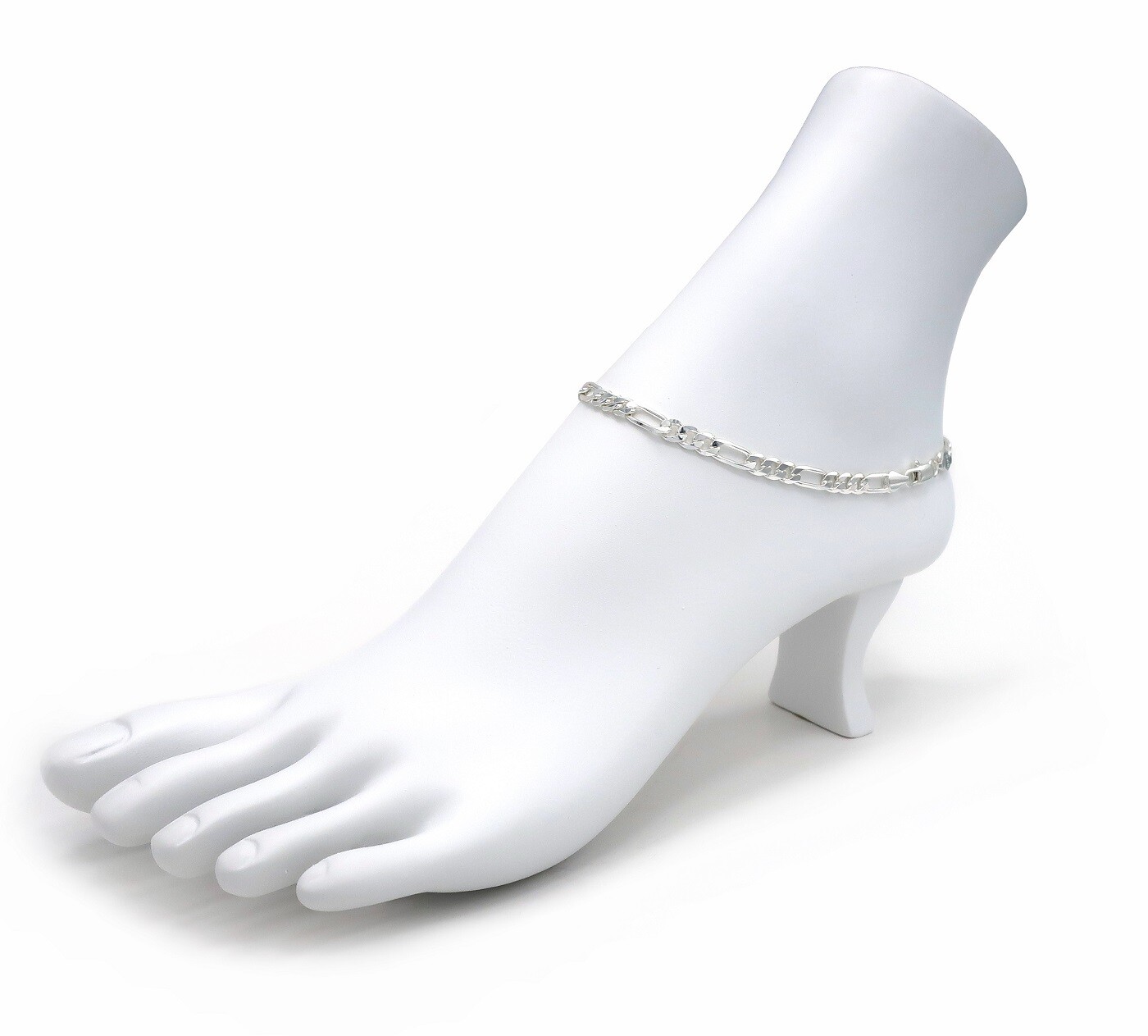 5mm Italan Figaro Link Chain Anklet 10″ Ankle Bracelet 925 Silver Plated