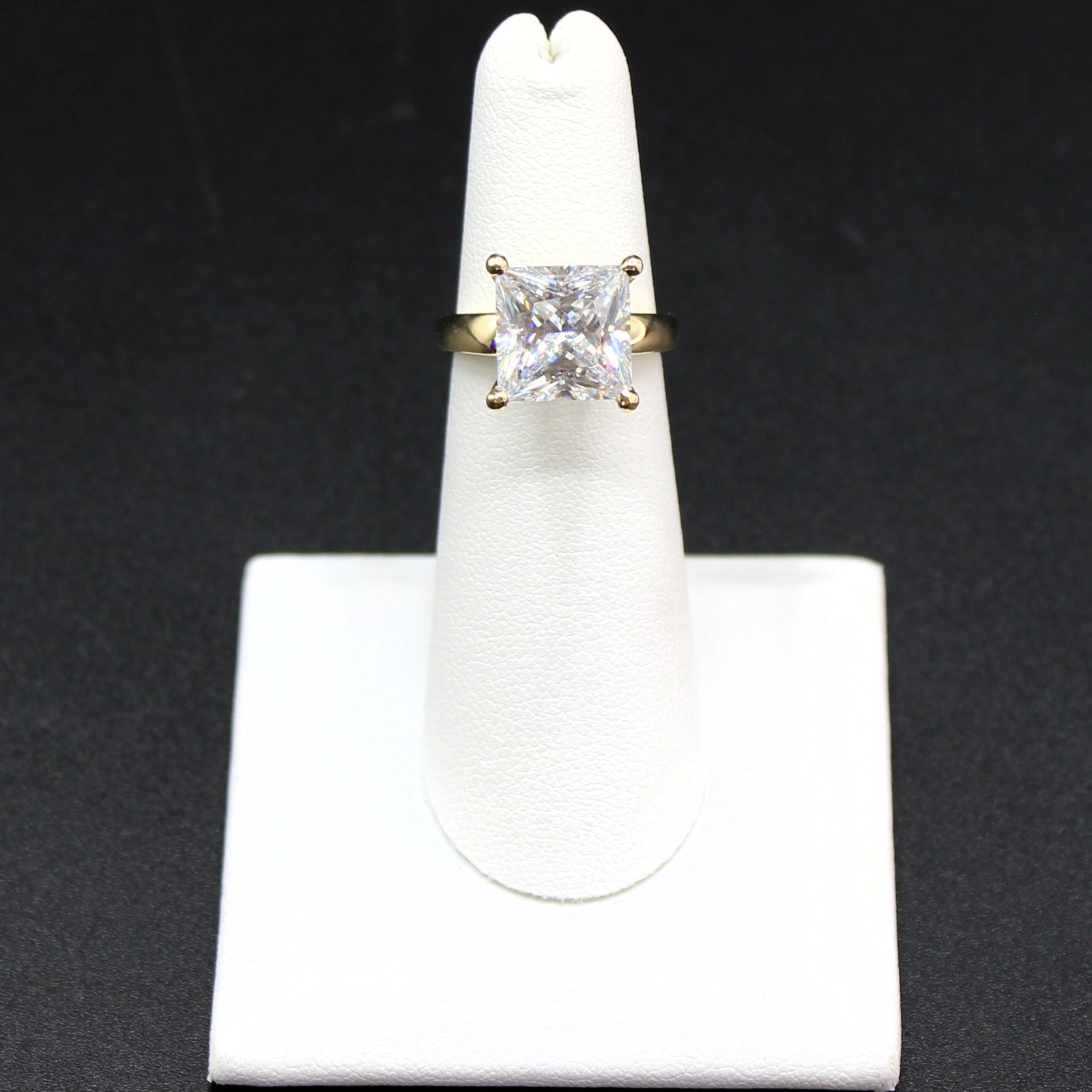 4 Carat Diamond Ring Engagement REAL 14k 6.80gm Man Made Wedding Vacation Size 5