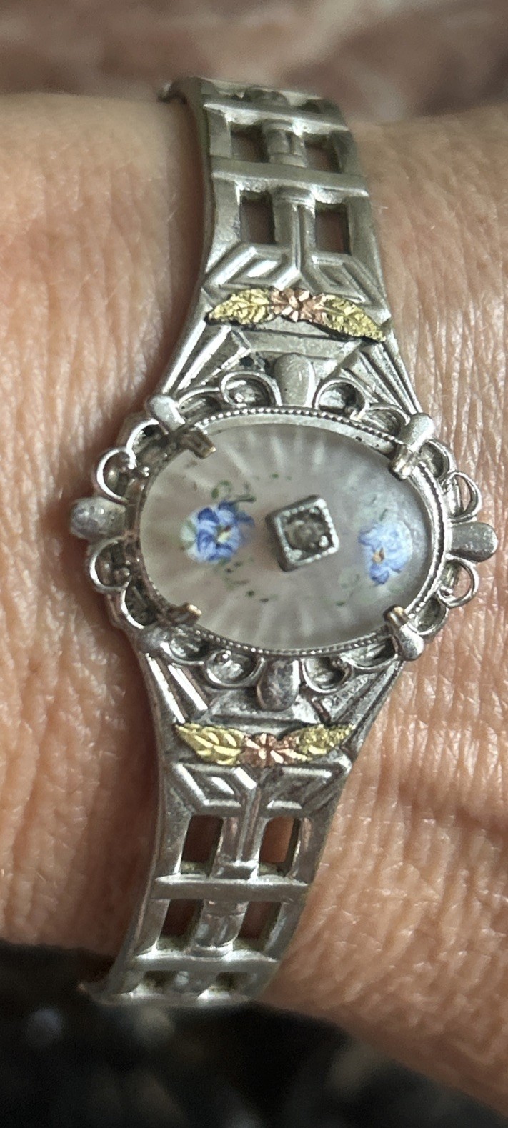 Vintage 1920’s Camphor Glass Silver Tone Retro Bracelet Size 6.5