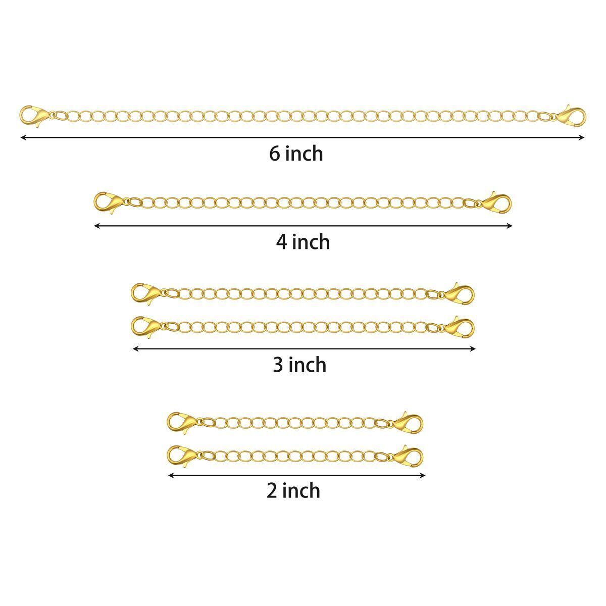 12pcs Stainless Steel Necklace Bracelet Extender Chain Extenders Gold&Silver