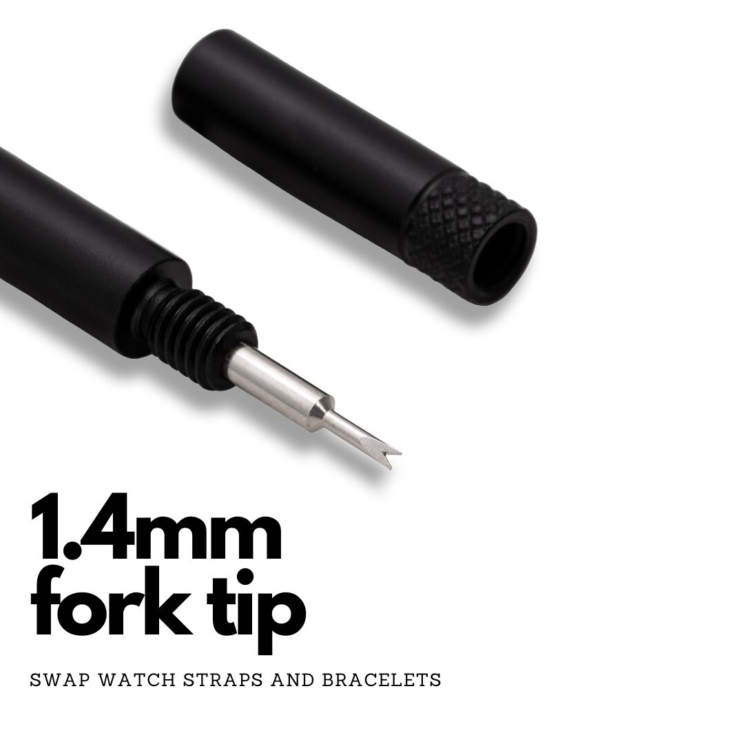 Black Spring Bar Travel Tool | EDC Watch Pin Removal Kit | Fork Pin Ends