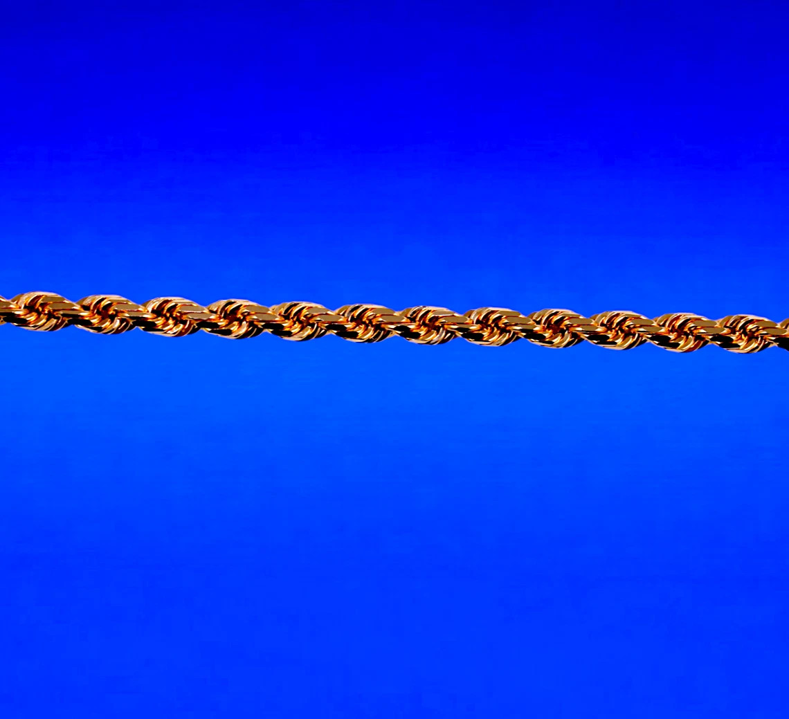 10K Rose Gold SOLID Rope Chain Necklace Bracelet Diamond Cut 1mm-5mm 7″-30″
