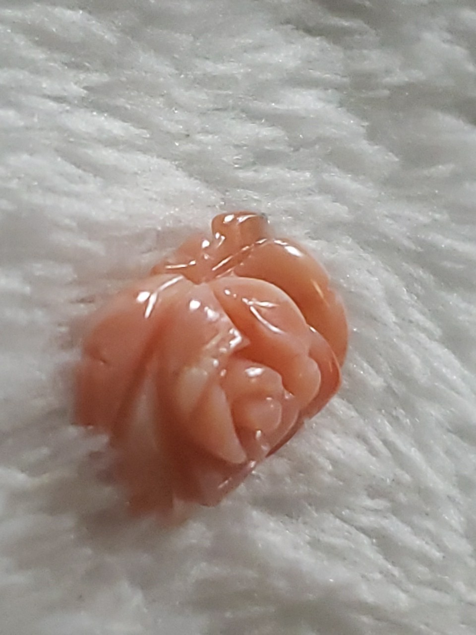 Vintage Hand Carved Pink Coral Floral Rose Loose Gem Jewelry Projects 15mm
