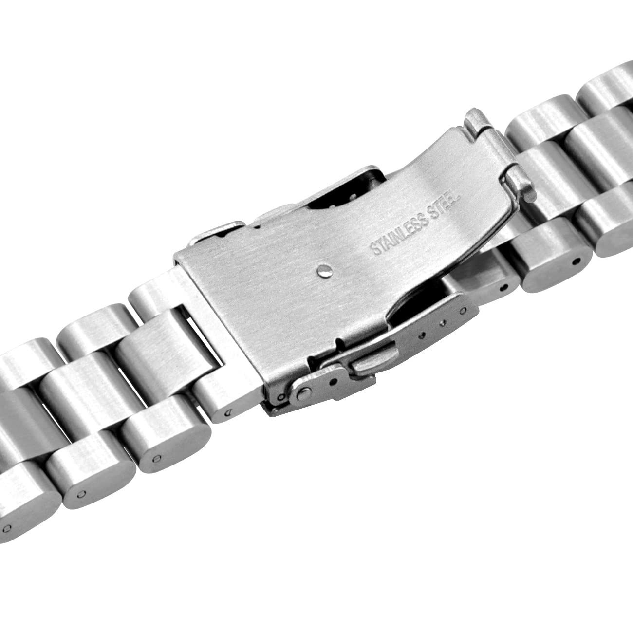 Solid Stainless Steel Watch Band 20 22 24 26mm Brushed Strap Double Lock Clasp