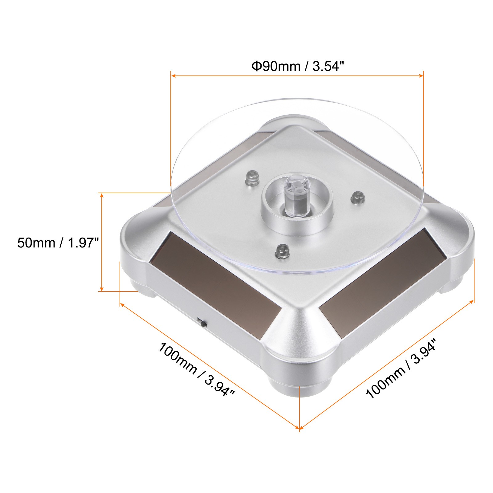 Solar Display Stand Turntable 360°Rotating Double Use LED Light ABS Silver