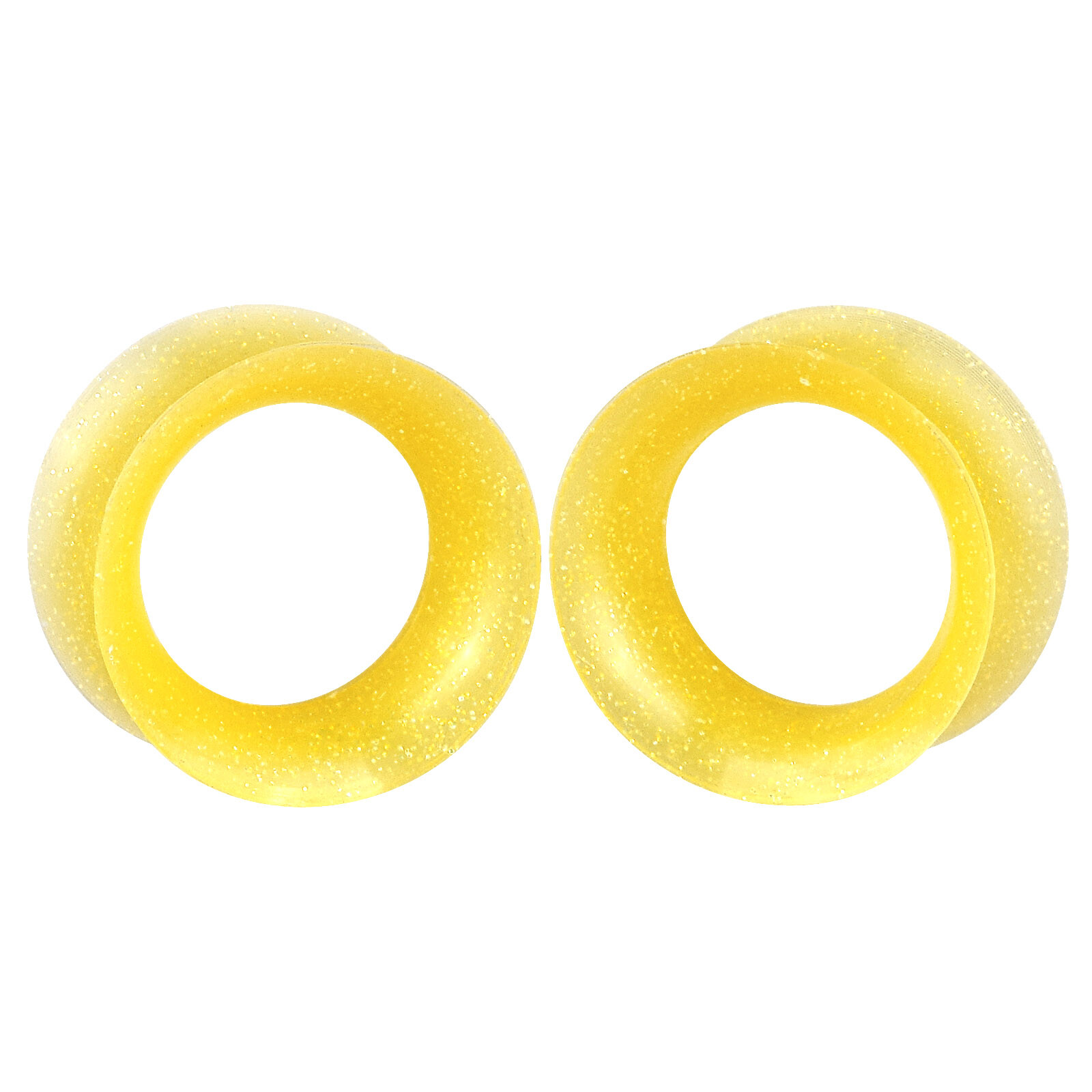 Pair Thin Silicone Ear Tunnels Gauges Plugs Glitter Earskin Stretchers 2g-3/4″