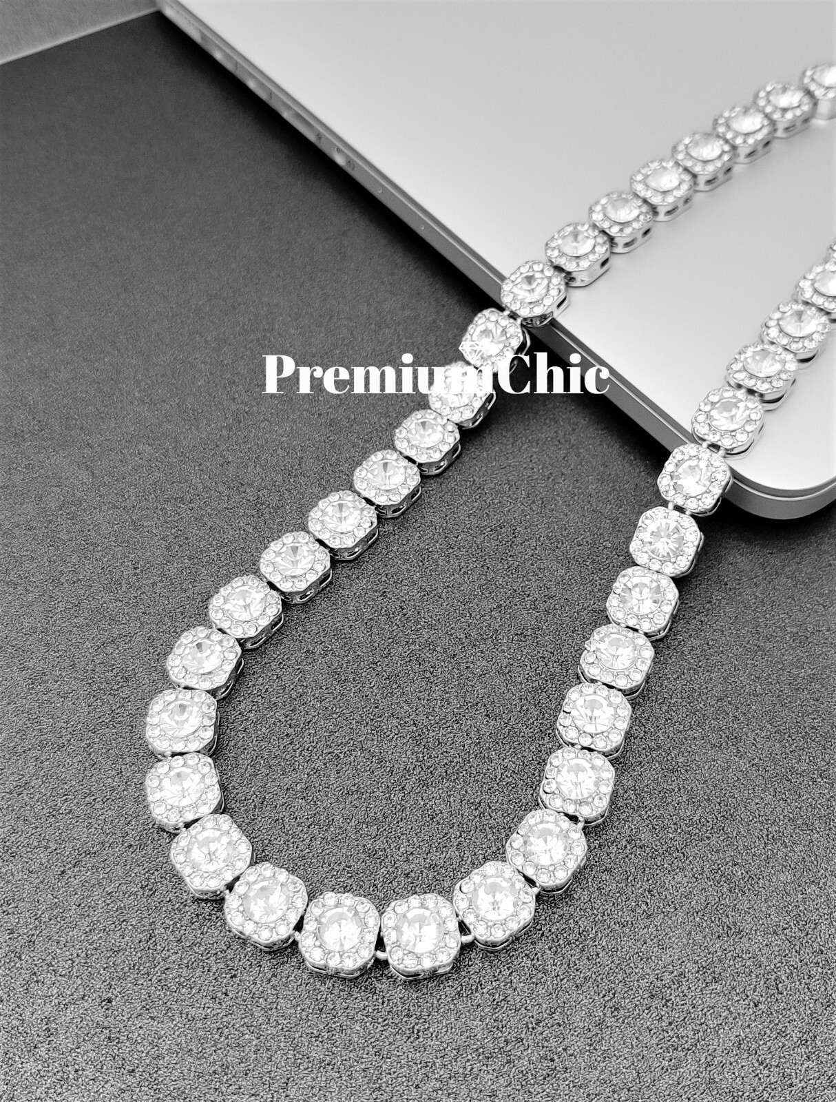 Iced Baguette Cluster Tennis Chain Necklace Plated CZ Men HipHop Fashion Jewelry