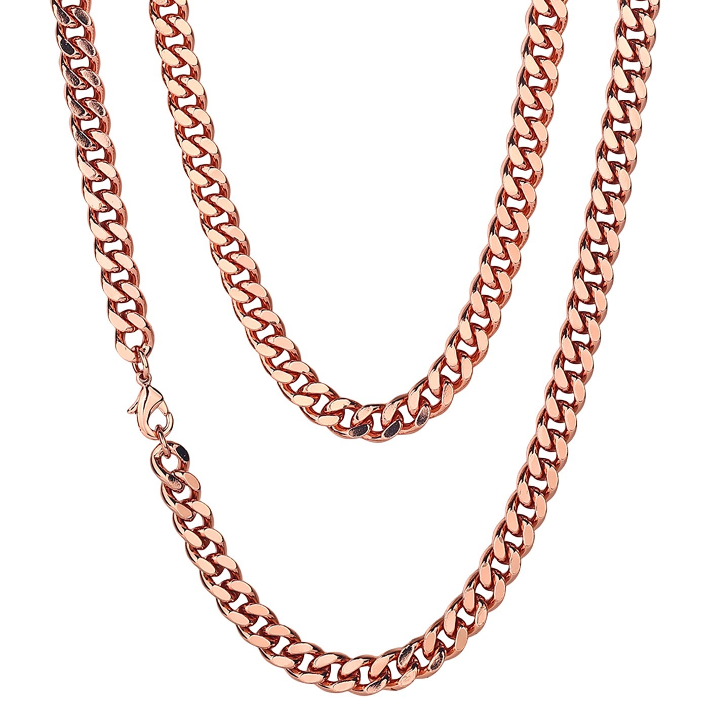 99.9% Pure Copper Necklace Cuban Curb Chain- 5, 7, 9, 12mm Widths 18″-26″ Length