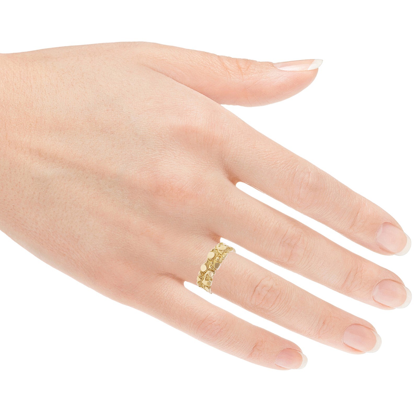 10k Yellow Gold Solid Handmade Nugget Ring Band Size 7 – 7mm 3 grams