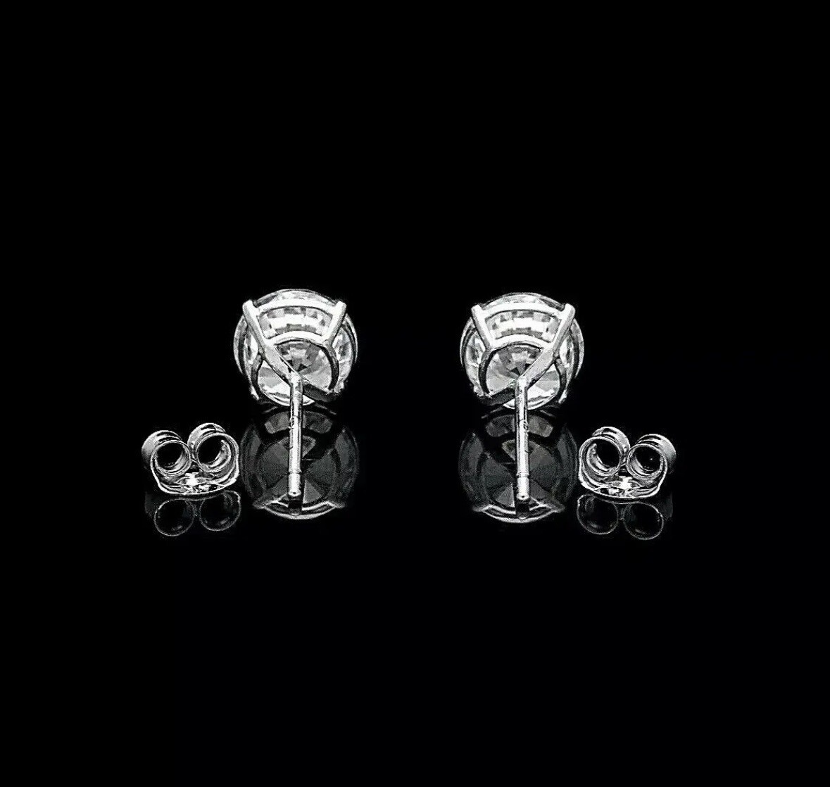 1.00 Ct Round Cut FL/D Lab Created Stud Earrings 14k White Gold 6mm Push Back