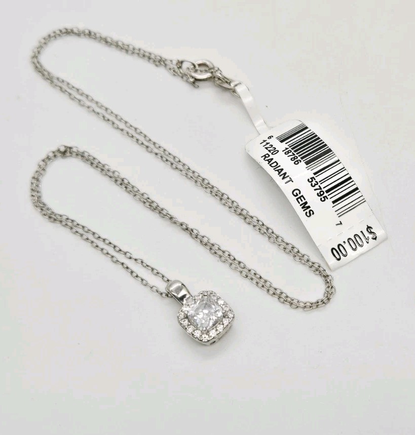 Kohl’s Radiant Gem Necklace Lab Created White Sapphire Diamond Accent 18 in