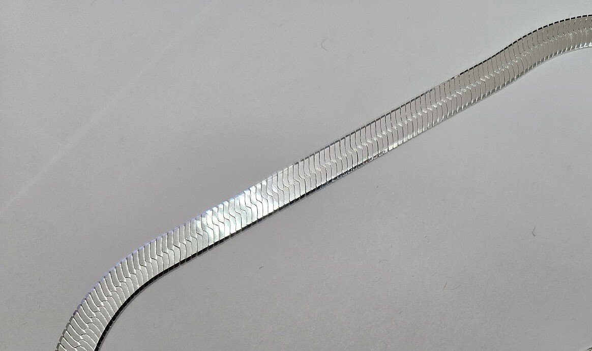925 Sterling Silver Thick Beveled Edges Herringbone Chain Necklace 9mm 7″ to 30″