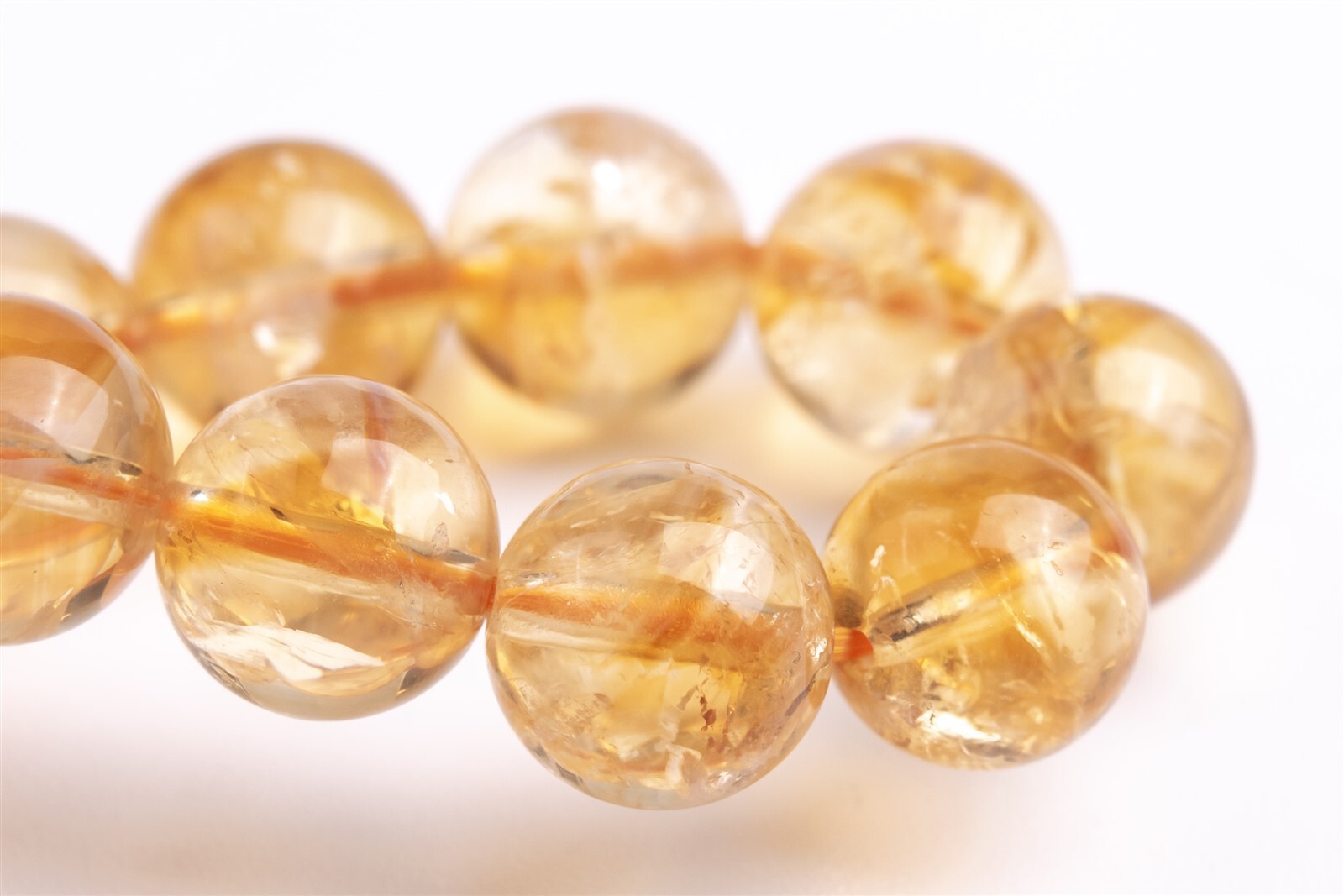 9MM Yellow Citrine Bracelet Brazil Grade A+ Genuine Natural Round Beads 7″