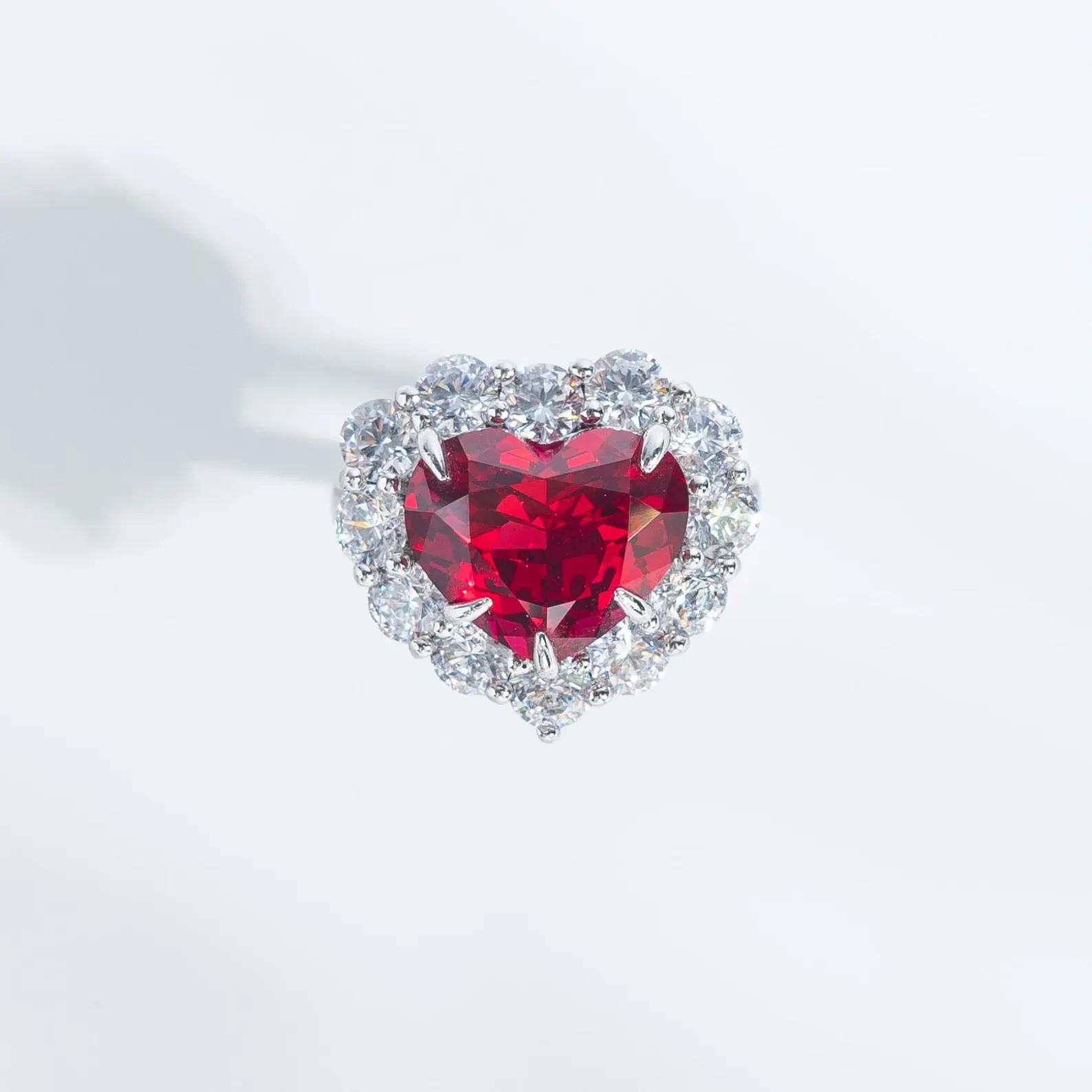 3.00 Ct Heart Cut Natural Ruby Diamond Engagement Ring 14K Solid White Gold 5