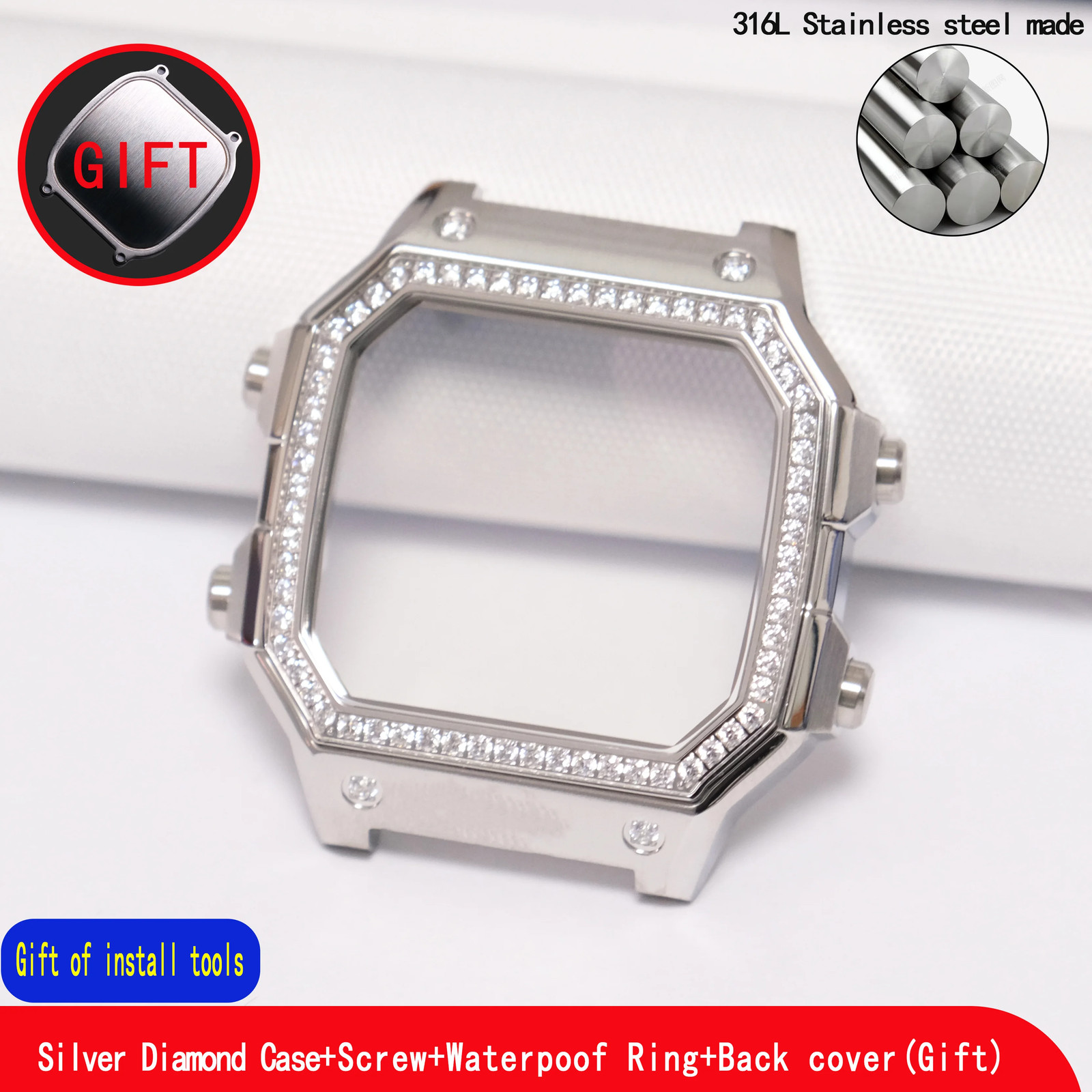 Replacement Watch Case for AE1200 AE1300 316L Steel Mod Kit Compatible with 3299
