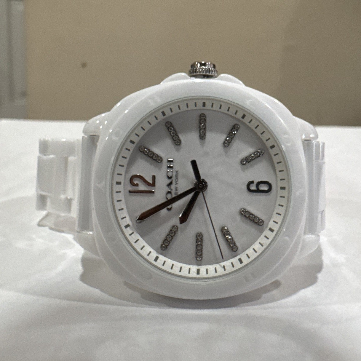 Coach Women’s Quartz Dress Watch White Ceramic Bracelet 32mm 30m Analog