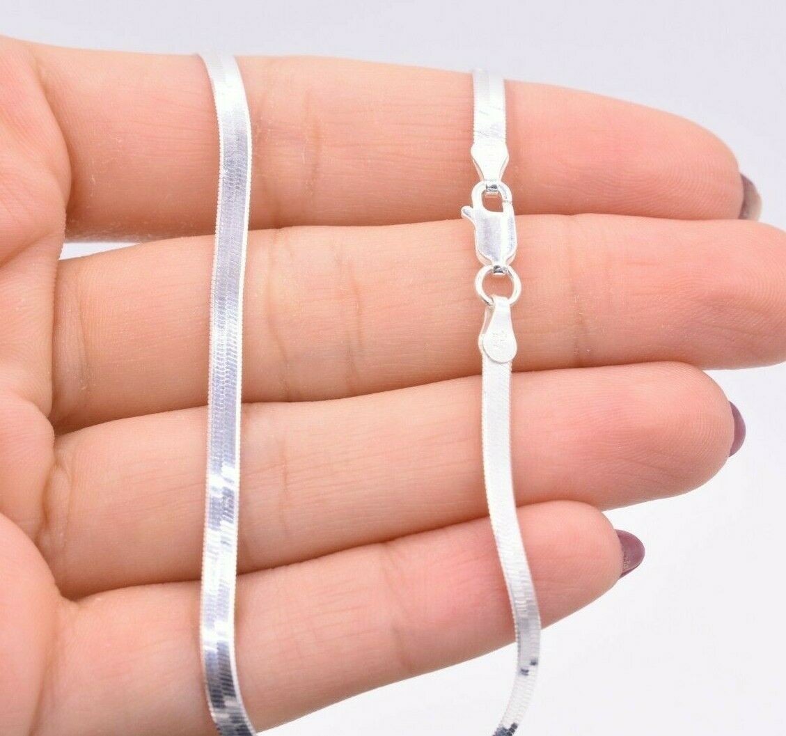 Anklet 3mm Flexible Herringbone Real Sterling Silver 925 ITALY