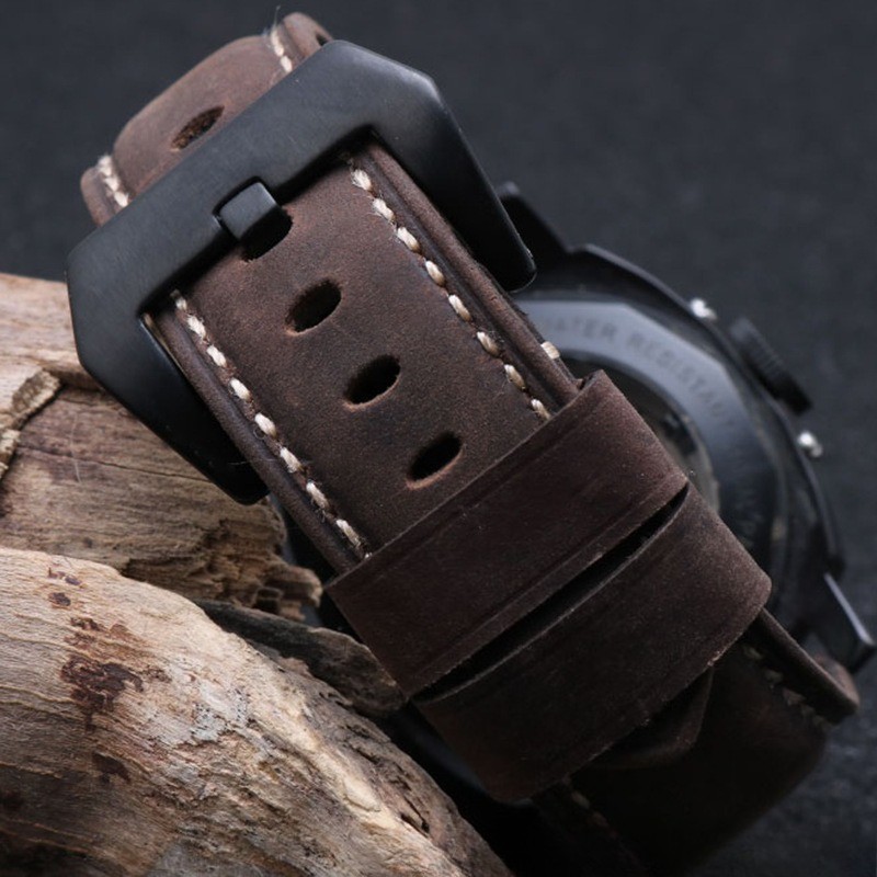 Cowhide Genuine Leather Watch Straps Mens Wristband for Panerai 20 22 24 26mm